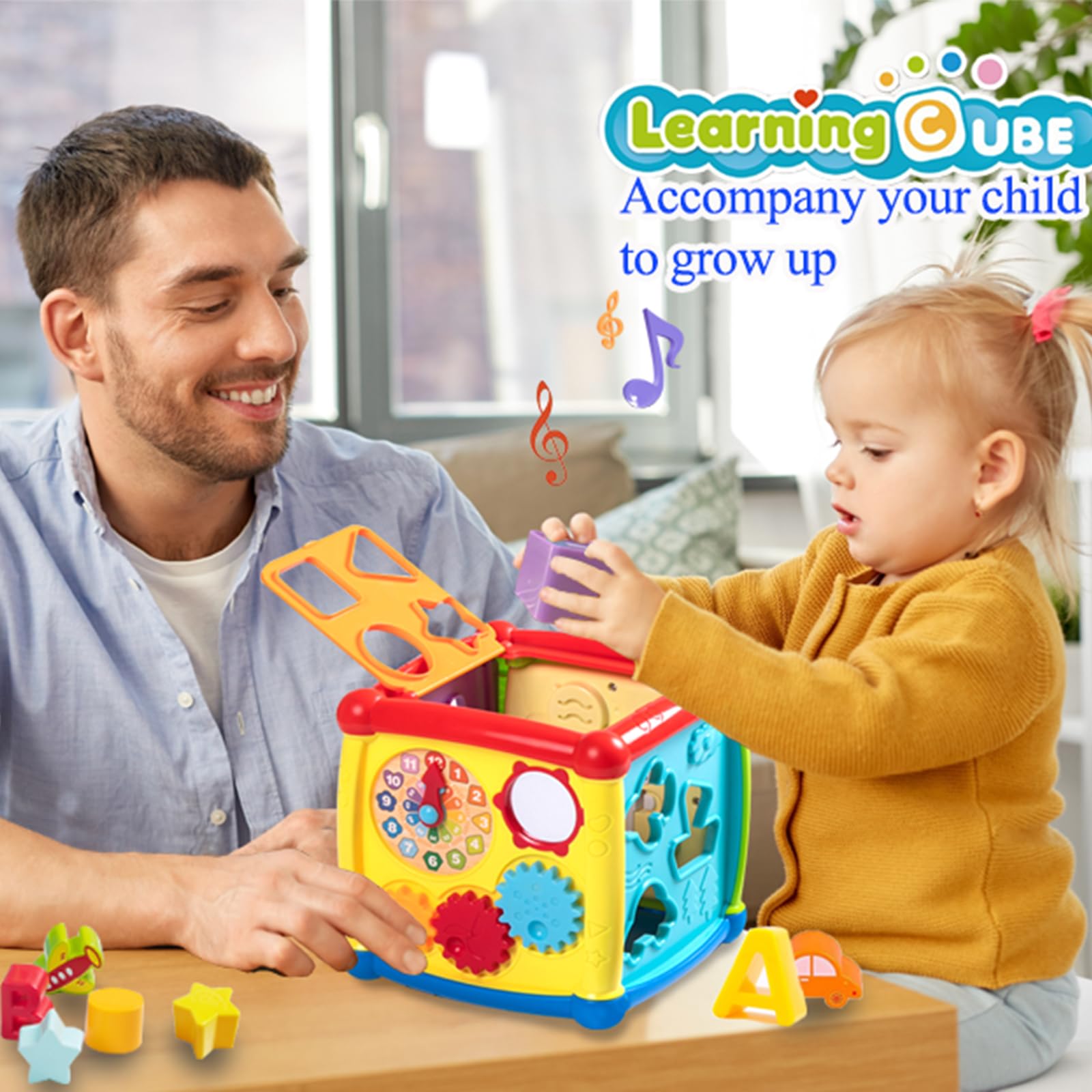 Best Musical Learning Activity Cube Toy for 1 Year Old Boys & Girls - Shape Sorter, Early Education Infant Toy for 6-18 Months - Perfect 1st Birthday & Christmas Gift for Toddlers (Ideal for Playtime, Sensory Development & Early Learning at Home)