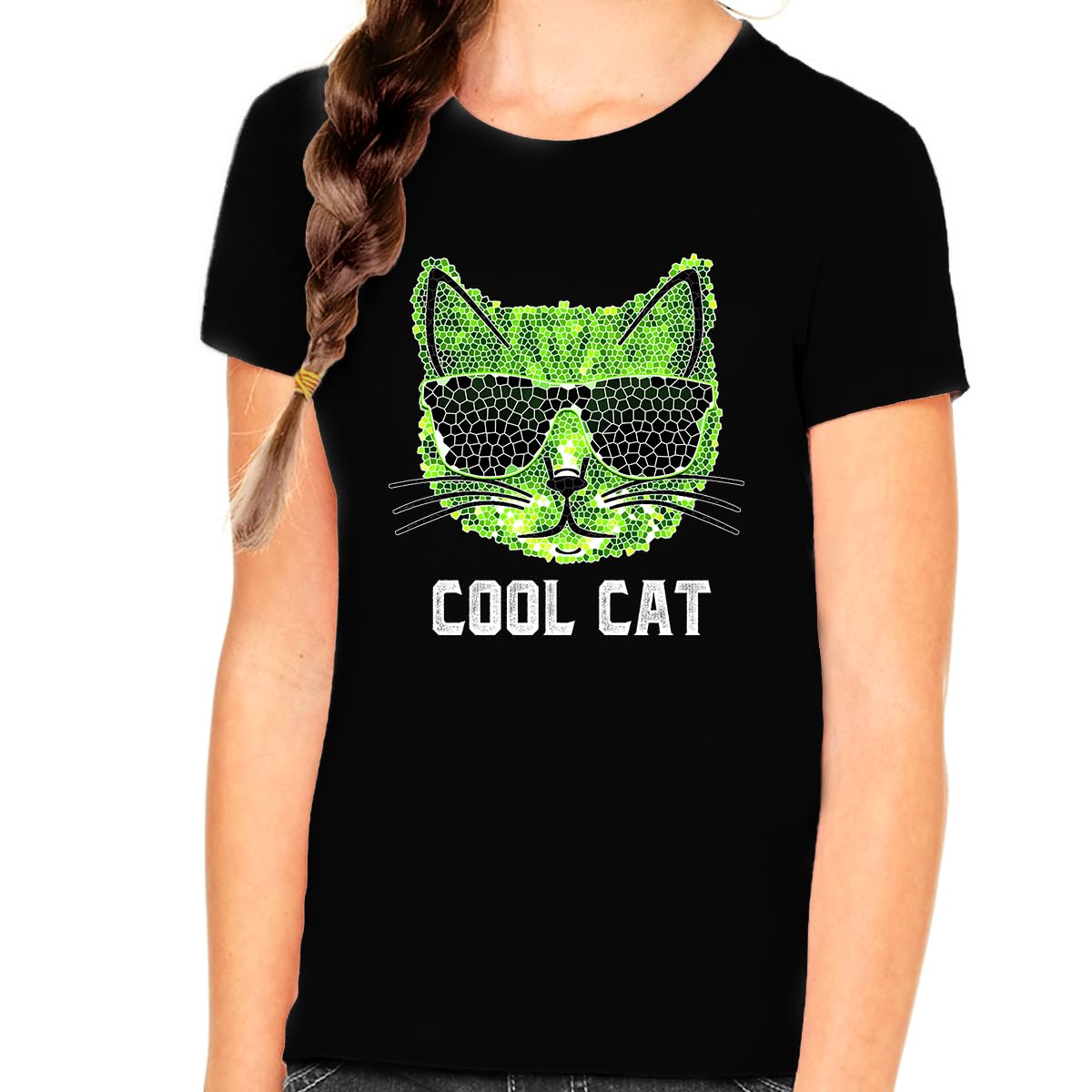 Cool Cat Shirts for Girls - Cute Cat Lover T-Shirts for Kids - Best Cat Themed Gift for Girls - Perfect for Birthday Parties, School & Playdates