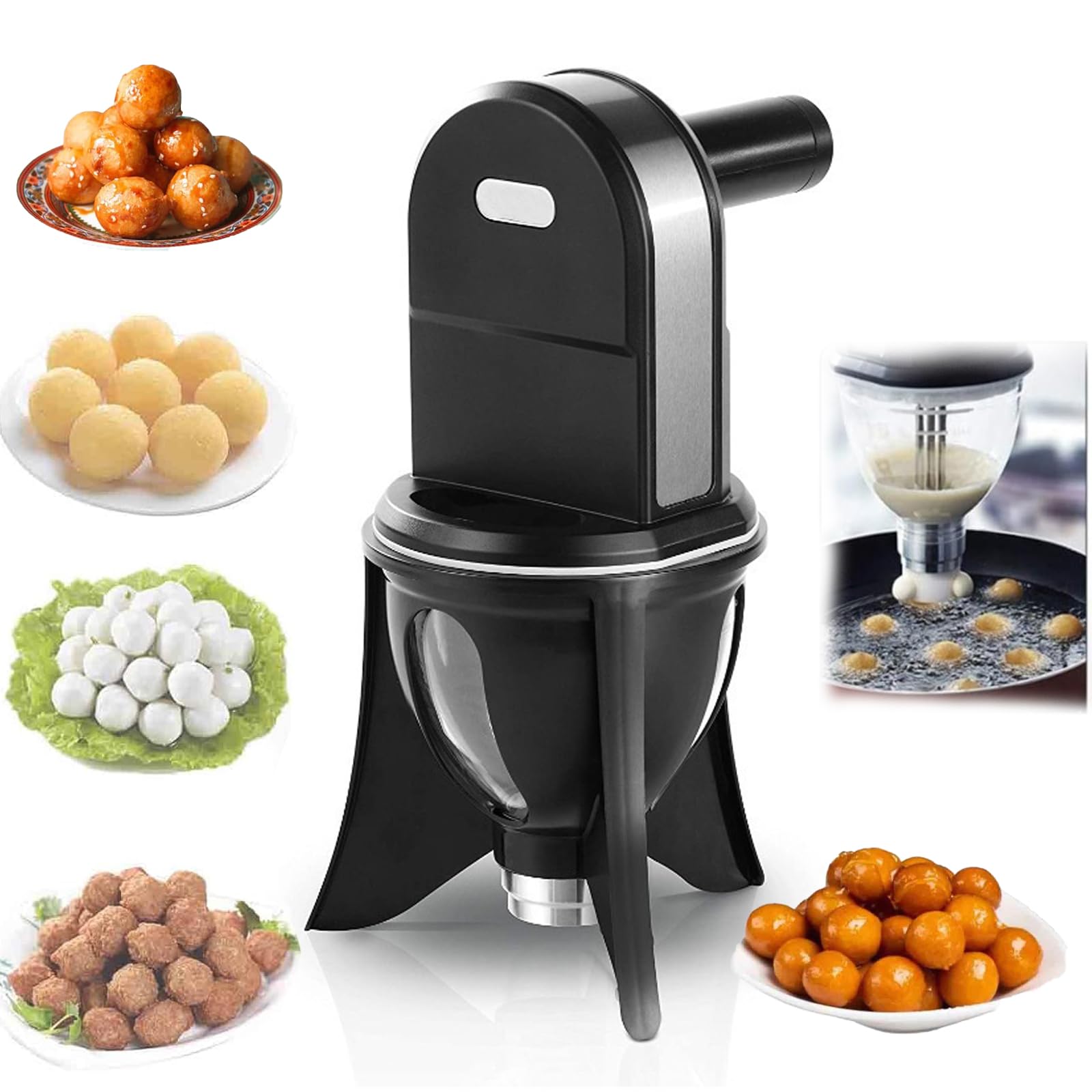 Edison Cordless Luqaimat Maker Machine - 800ml 1800mAh Battery-Powered Sweet & Meat Ball Maker for Kitchen - Perfect for Making Fish Balls, Rice Balls & Arabic Desserts - Ideal for Home Cooking & Party Food Preparation