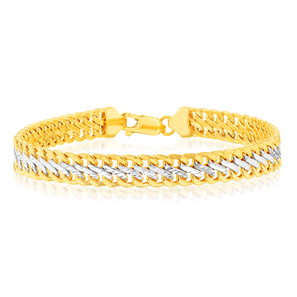 9ct Two Tone Gold Infinity 19cm Bracelet for Women - Elegant Stackable Jewelry Gift for Anniversary, Birthday & Valentine's Day