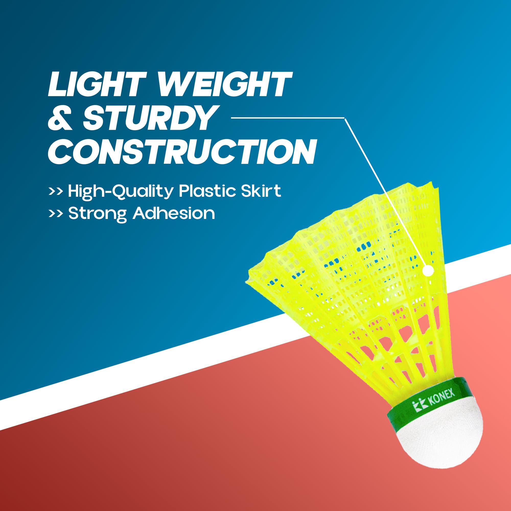 Konex Plastic Badminton Shuttlecocks - High Stability & Fast Recovery for Training & Matches (Yellow, Pack of 10) | Perfect for Indoor/Outdoor Play, Backyard Games & Gym Practice