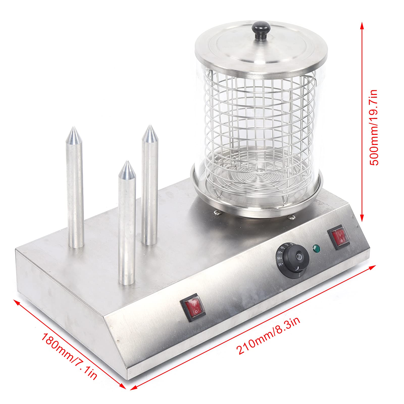 Commercial Electric Hot Dog Steamer 408W 110V - Stainless Steel Hot Dog & Bun Warmer - Perfect for Hot Dogs, Sausages, Egg Rolls - Ideal for Restaurants, Food Trucks, Cinemas & Stadium Concessions