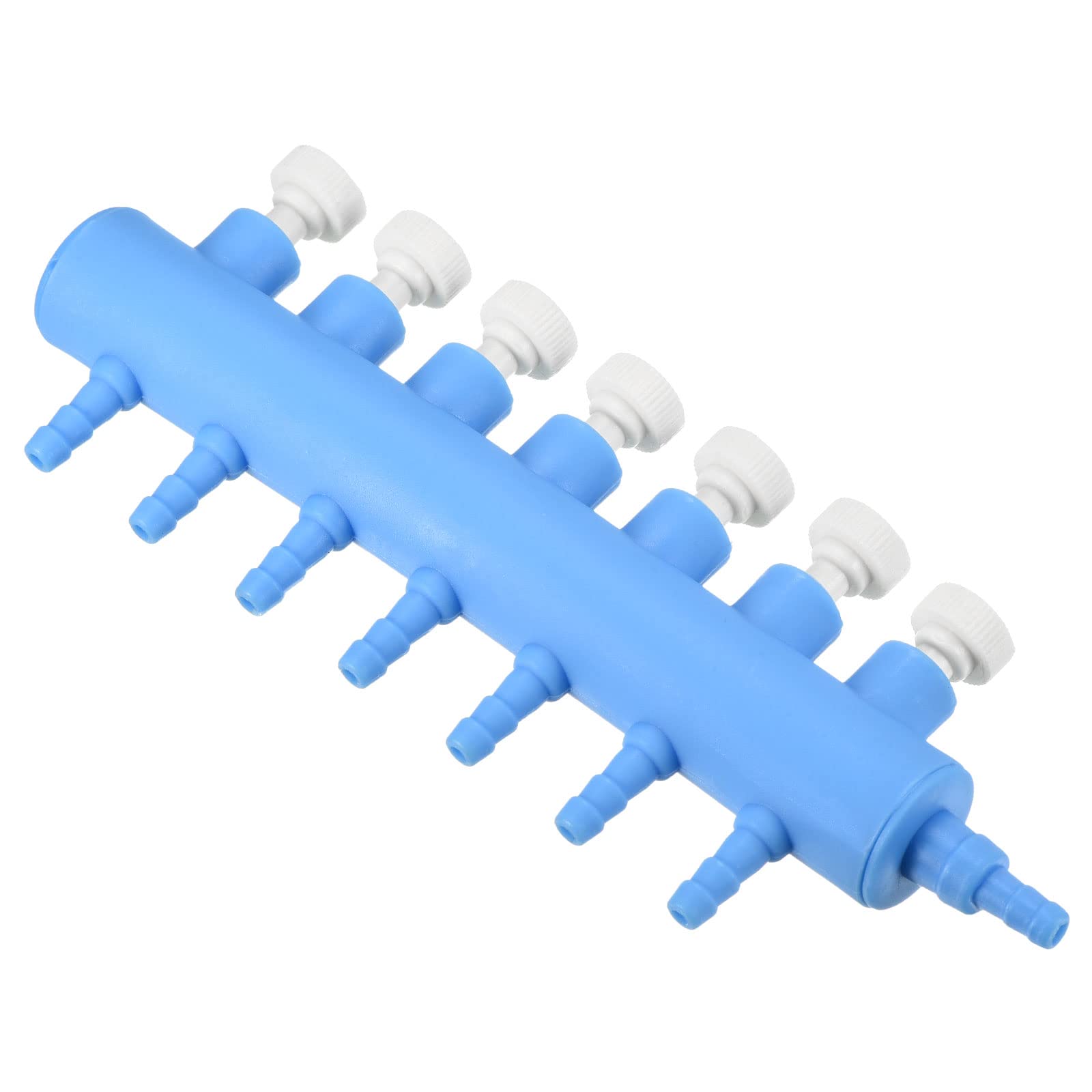 PATIKIL 7-Way Air Flow Valve Distributor - 1 Pack Plastic Adjustable Air Control Pump Splitter for Tubing Connector (Blue) - Ideal for Aquariums, Hydroponics, and Airbrush Systems