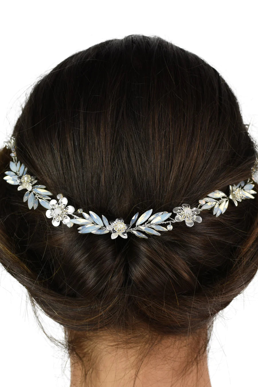 Georgina White Opal Hair Vine - Elegant Bridal Hair Accessory for Weddings, Prom & Special Events | Boho Wedding Headpiece, Floral Hair Jewelry