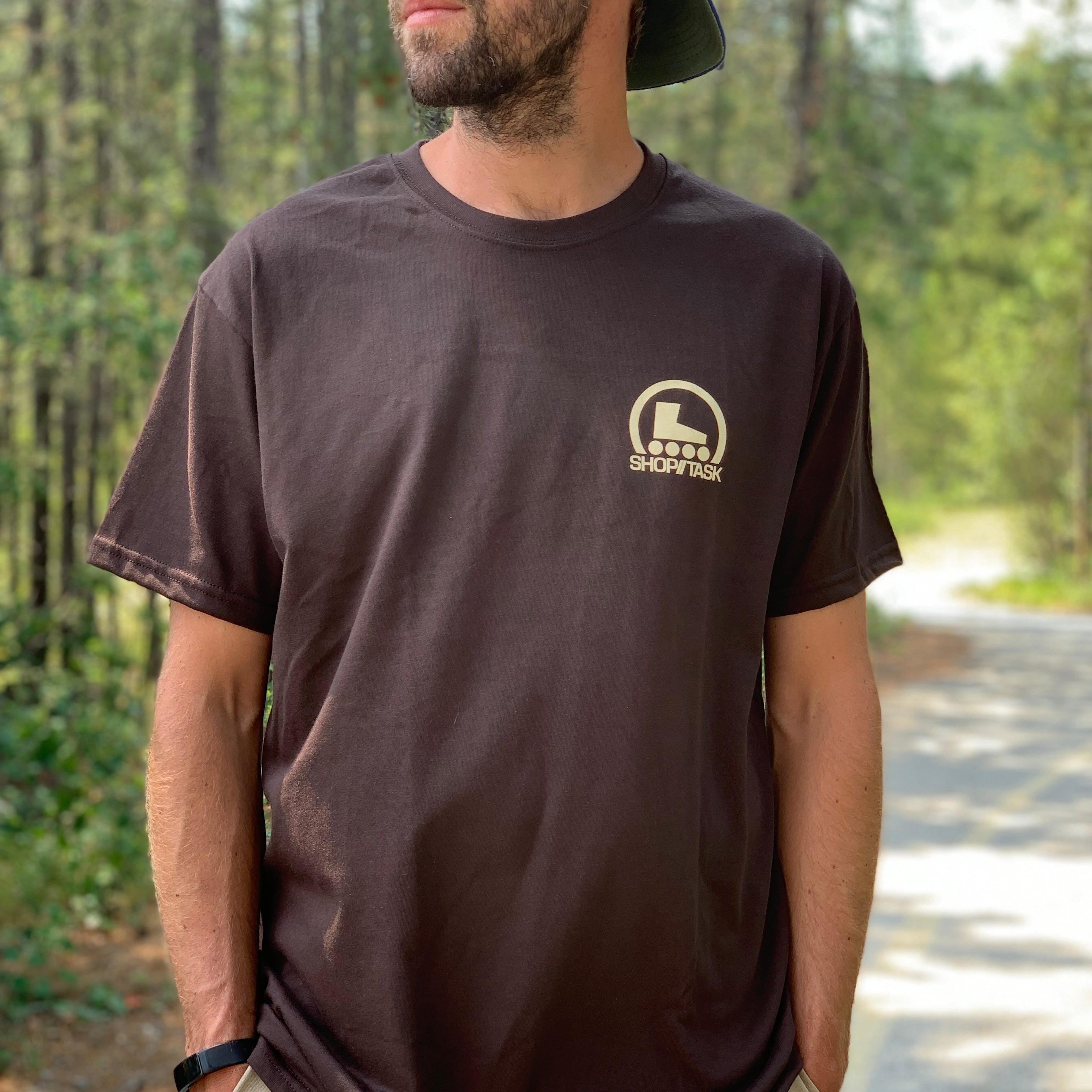 Shop Task T-Shirt in Chocolate Brown - Comfortable Cotton Tee for Casual Wear & Everyday Outfits