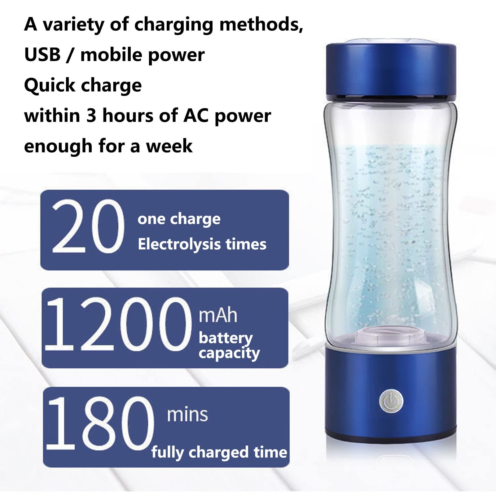 Portable Hydrogen Water Bottle Generator with SPE/PEM Technology - 600-1600PPB High Concentration, USB Rechargeable, 380ml (Purple) | Alkaline Ionized Water for Hydration, Sports Recovery & Anti-Aging