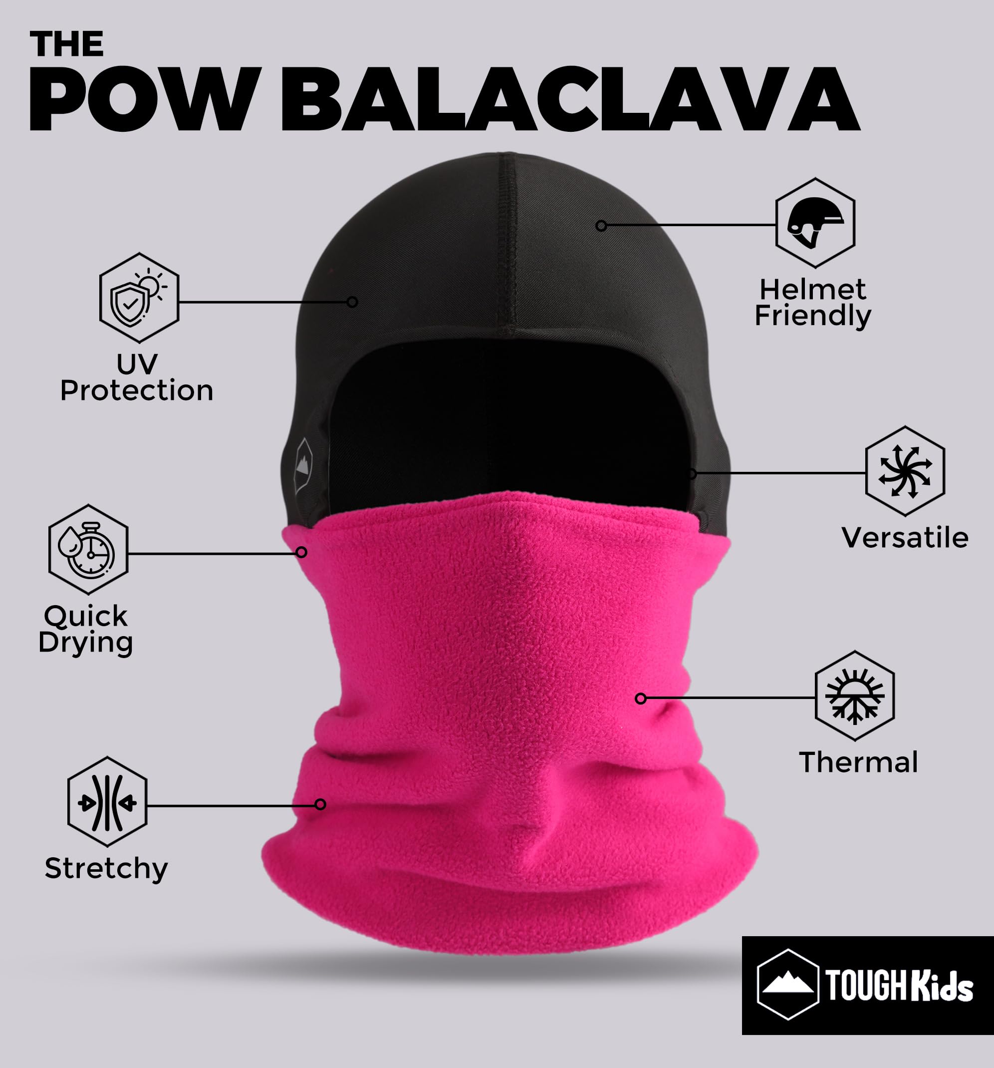 Kids Balaclava Ski Mask - Fleece Neck Warmer & Helmet Liner Hood for Toddlers & Children | Winter Sports, Snowboarding, Skiing & Outdoor Activities