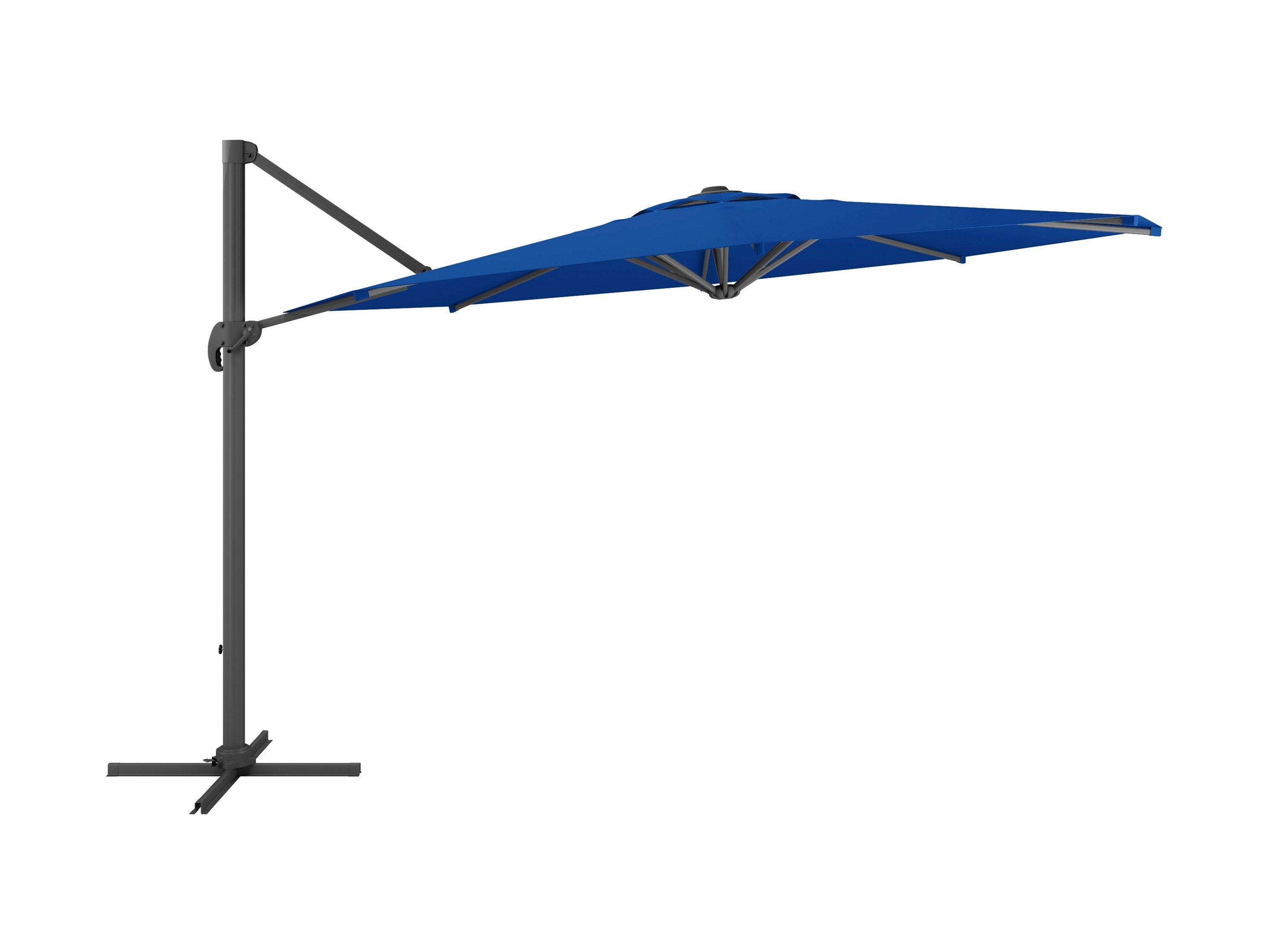 11.5ft Deluxe Offset Patio Umbrella - Cobalt Blue Outdoor Cantilever Umbrella for Poolside, Garden, and Backyard Relaxation