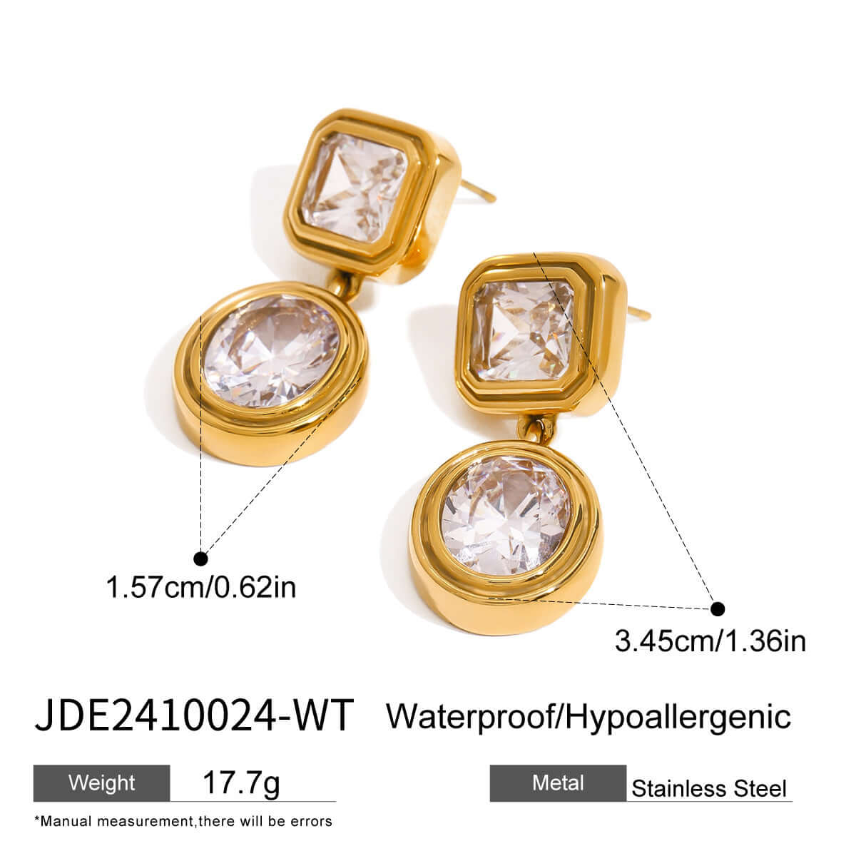 Vintage Gold Geometric Dangle Earrings for Women - Retro Chic Statement Jewelry | Perfect for Parties, Weddings & Everyday Wear | JDE024