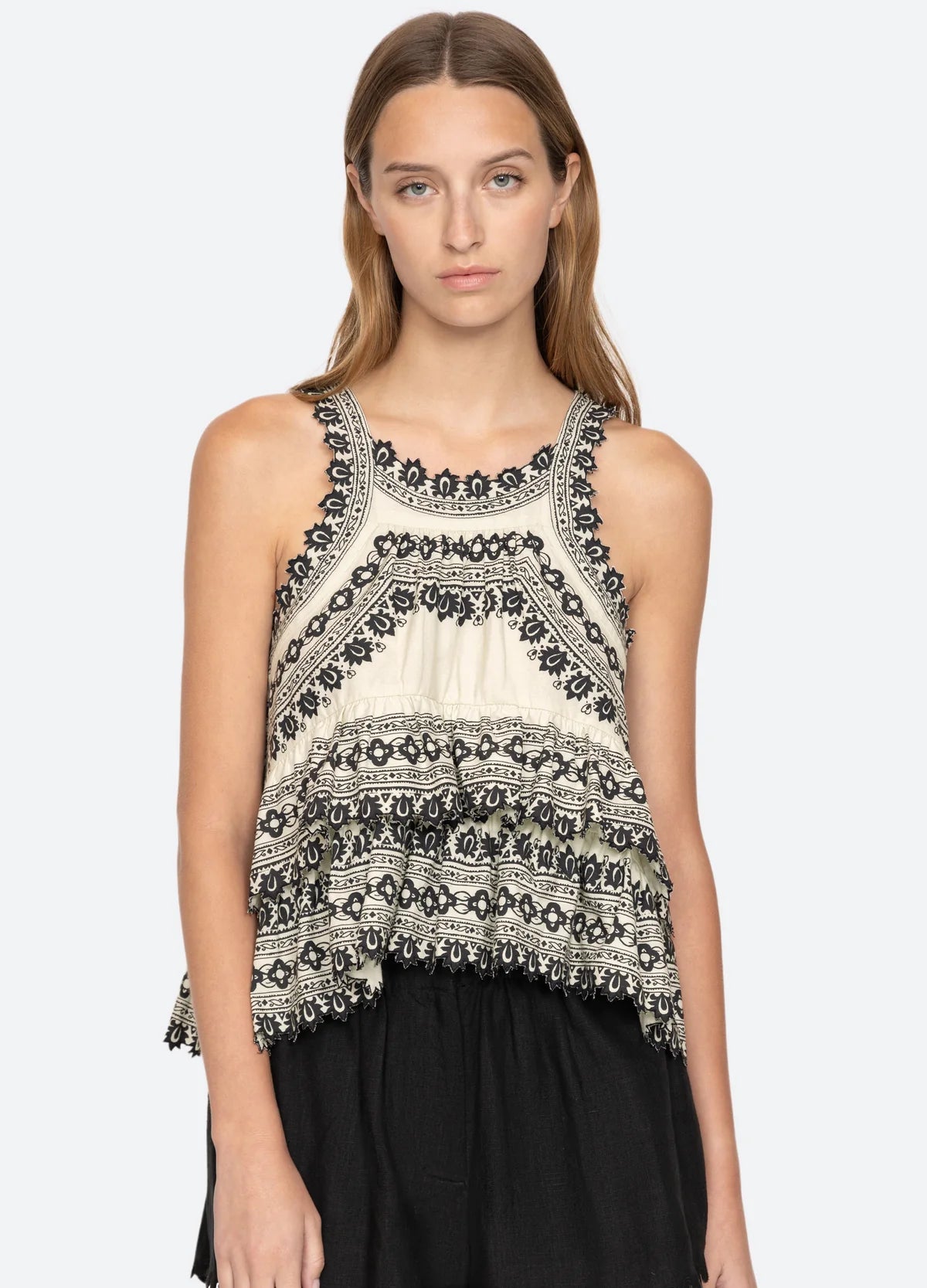 Amina Tank Top for Women - Soft Cream Cotton Casual Shirt - Perfect for Summer, Beach, and Everyday Wear