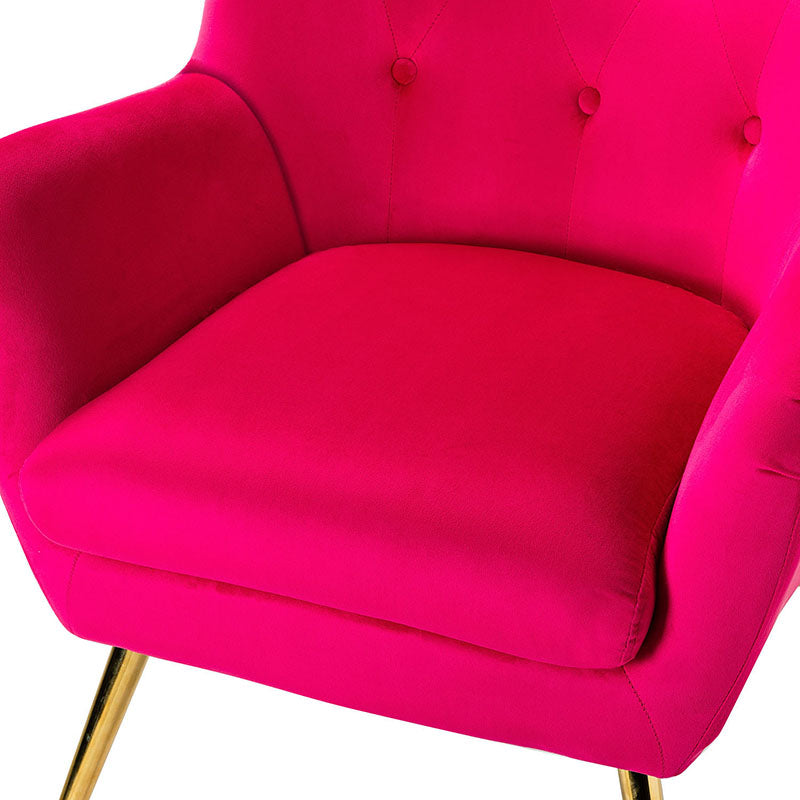 Luxury Isabelle Wingback Velvet Upholstered Armchair - High Back Accent Chair with Sturdy Metal Legs for Living Room, Bedroom & Office Decor