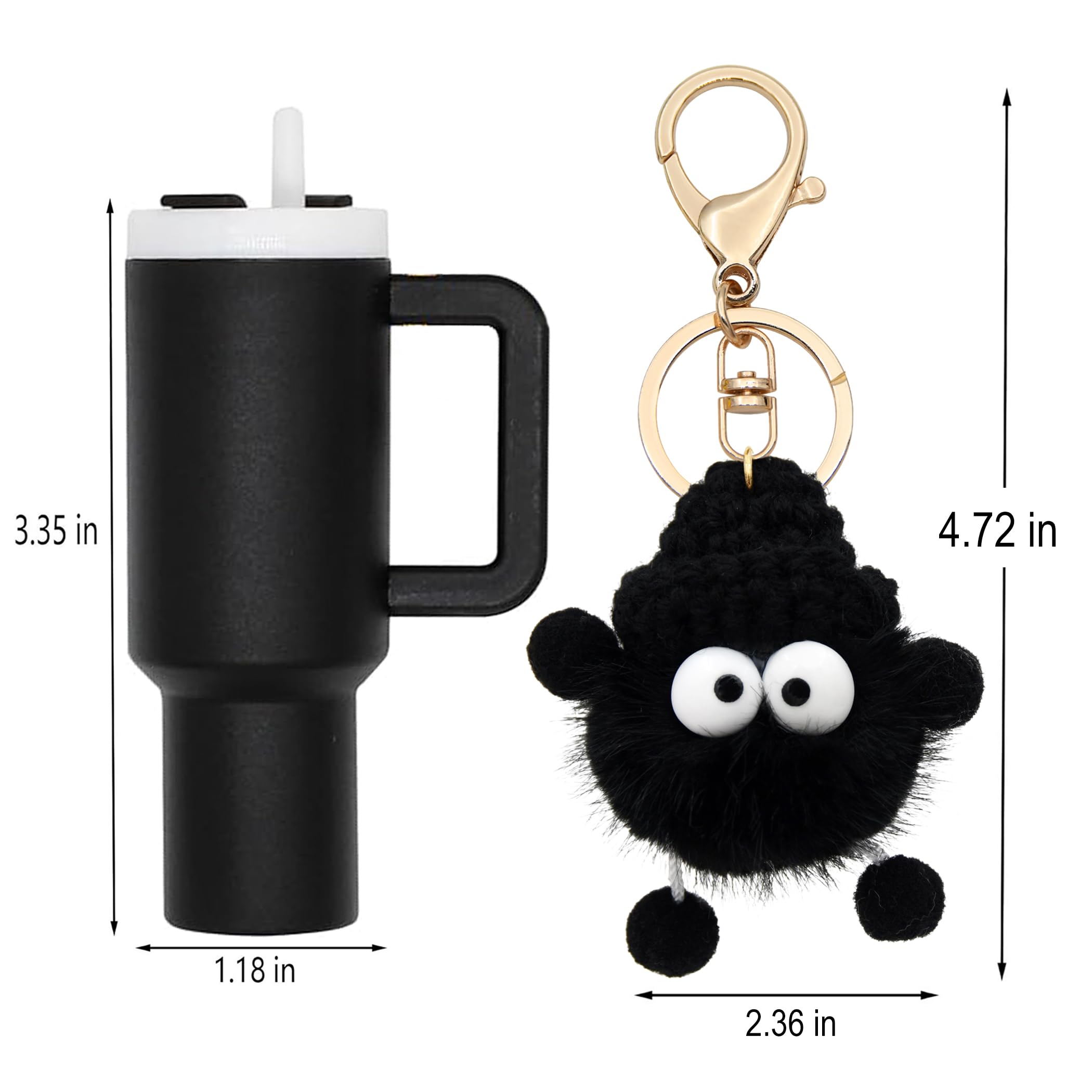 Cute Mini Tumbler Keychain - Stanley Cup Inspired Plush Ball Pendant for Handbags & Backpacks | Soft Artificial Keychain Charm for Women | Perfect Gift for Coffee Lovers & Cup Collectors