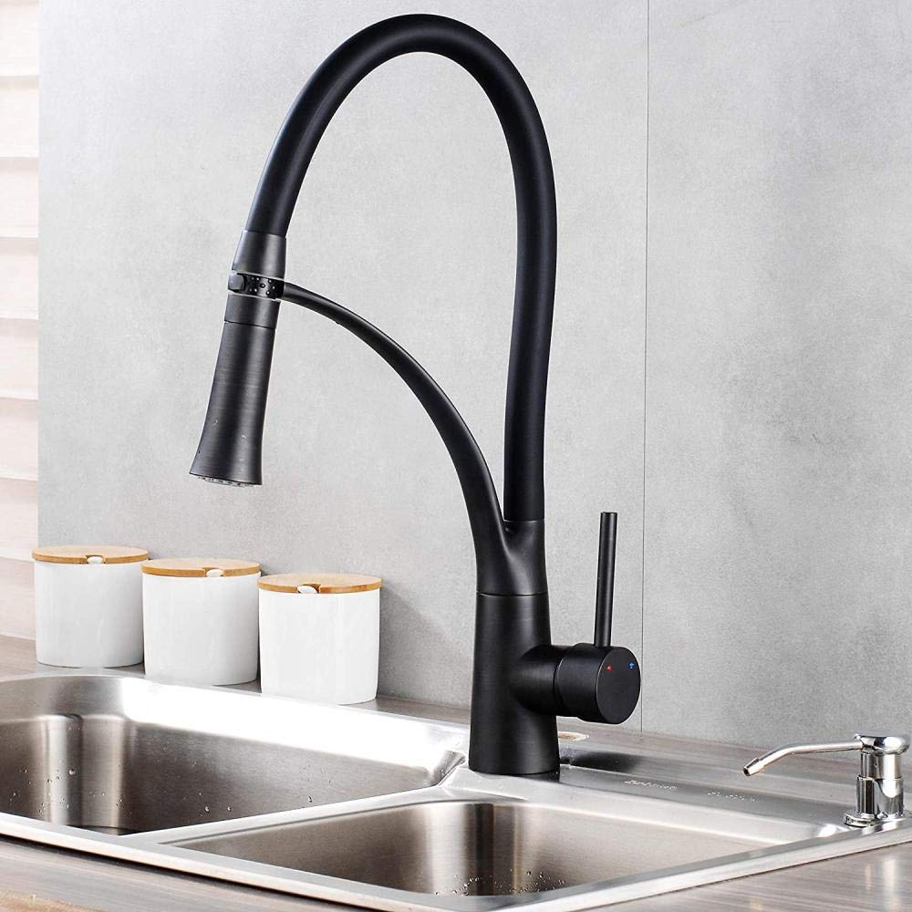 360° Rotating Brass Kitchen Sink Faucet with Pull Down Sprayer - Lead-Free Drinking Water Safe - Perfect for Washing Dishes, Filling Pots & Daily Kitchen Tasks