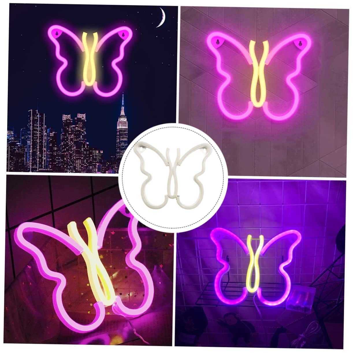 UPKOCH 2-Pack Butterfly LED Neon Wall Lights - Indoor Bedside Lamps, Cartoon Night Light for Kids Room, Nursery, Dorm Decor - Energy Efficient & Eye-Catching Home Lighting