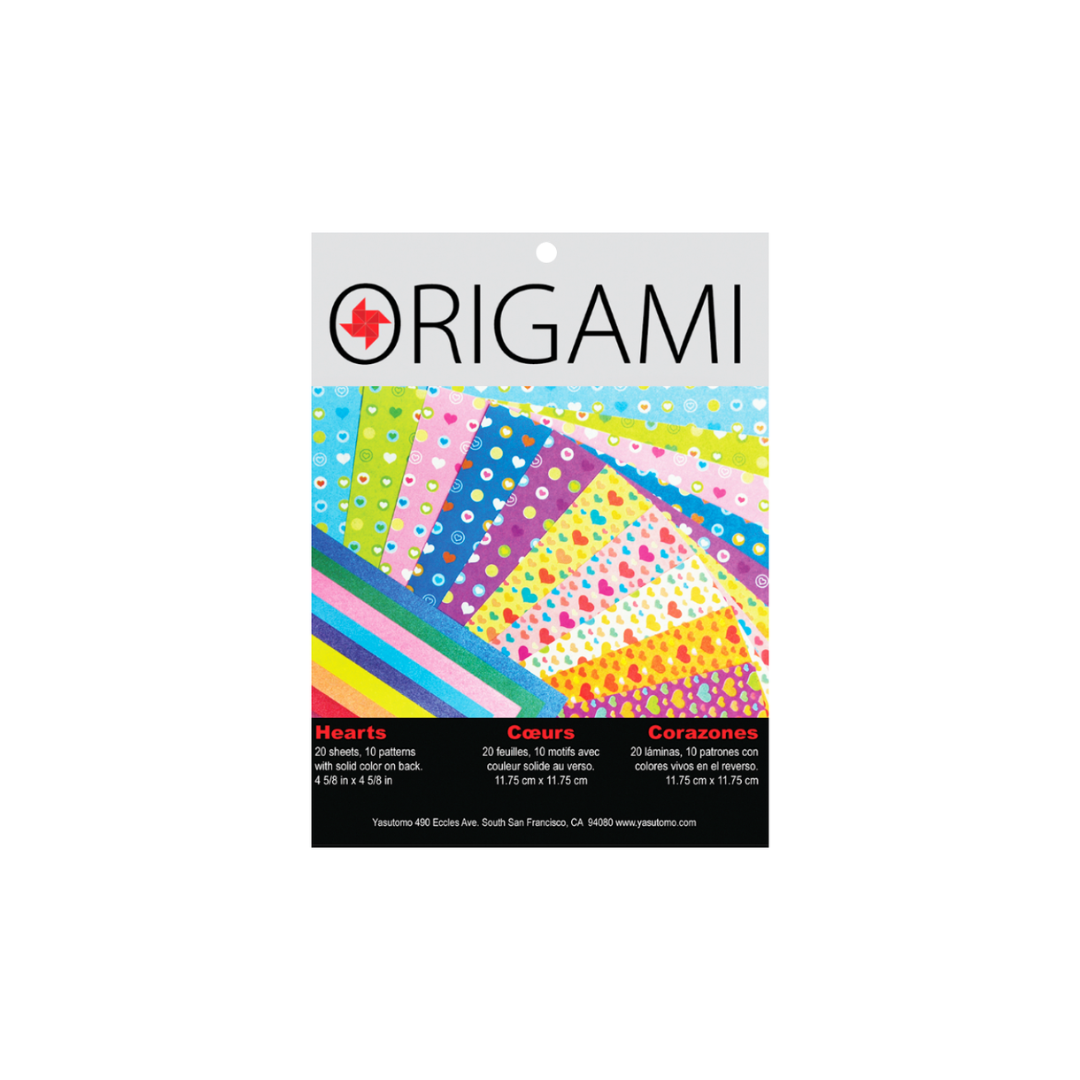 Origami Paper Hearts - 20 Sheets with 10 Colorful Patterns, 4 5/8 Inch (4855) for DIY Crafts, Valentine's Day Decorations & Gift Wrapping