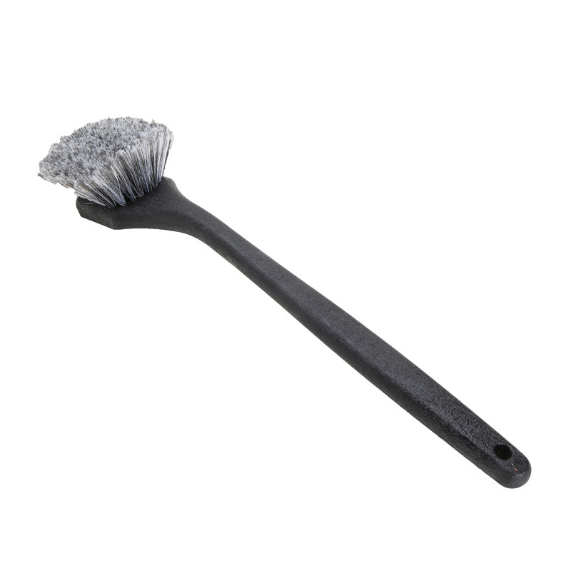 Long Handle Feathered Bristle Angled Scrub Brush - Heavy Duty Cleaning Brush for Kitchen, Bathroom, Tiles & Grout - Ergonomic Design for Deep Cleaning Hard to Reach Areas