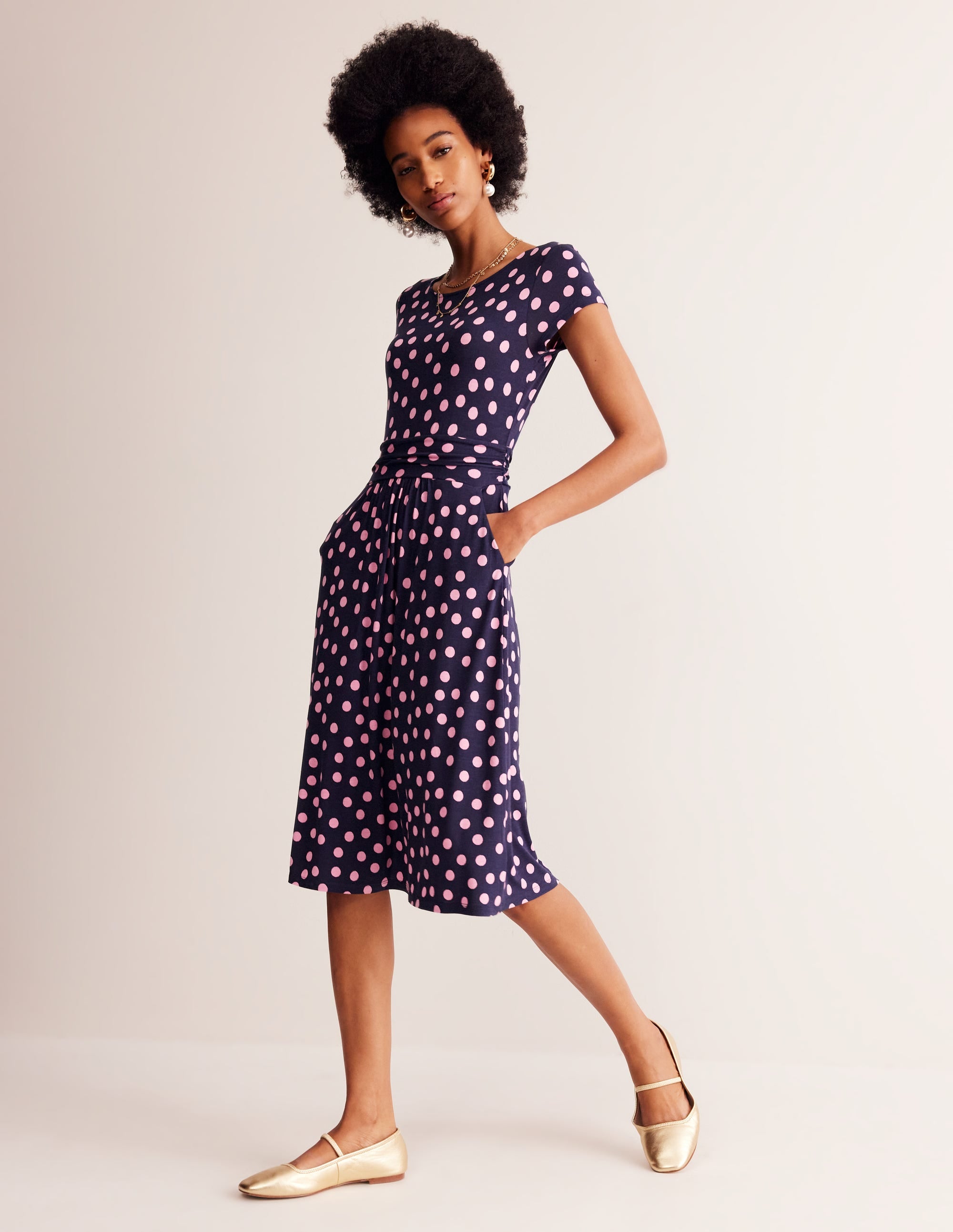 Amelie Jersey Dress Sherbert - Abstract Dot Print Flowy Summer Dress for Women | Perfect for Beach, Vacation & Casual Outings