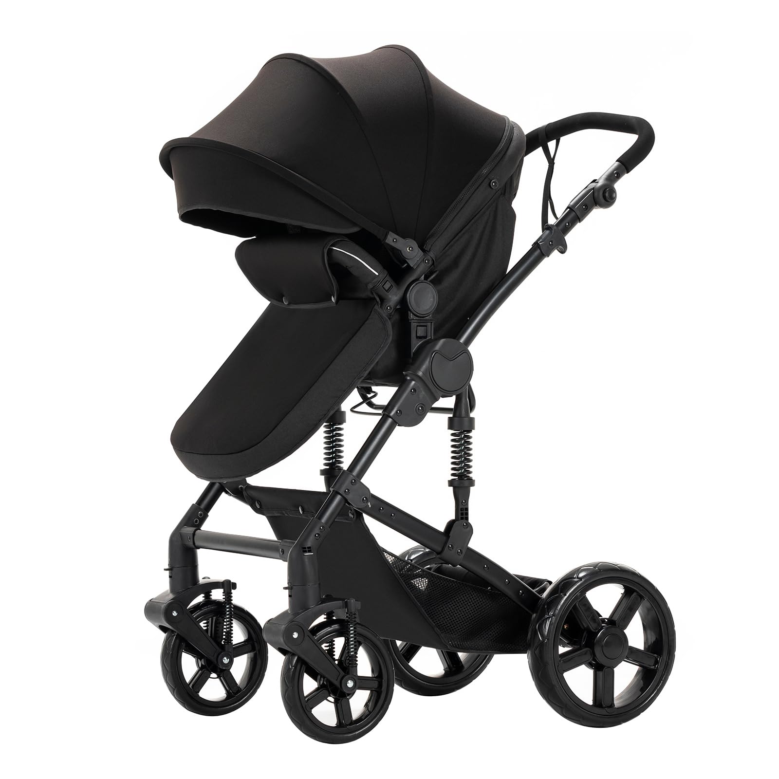2 in 1 Convertible Baby Stroller with Bassinet - Reversible Infant Pushchair, Foldable Lightweight Travel Pram for Newborn & Toddler (Black) | Perfect for Shopping, Travel & Outdoor Walks