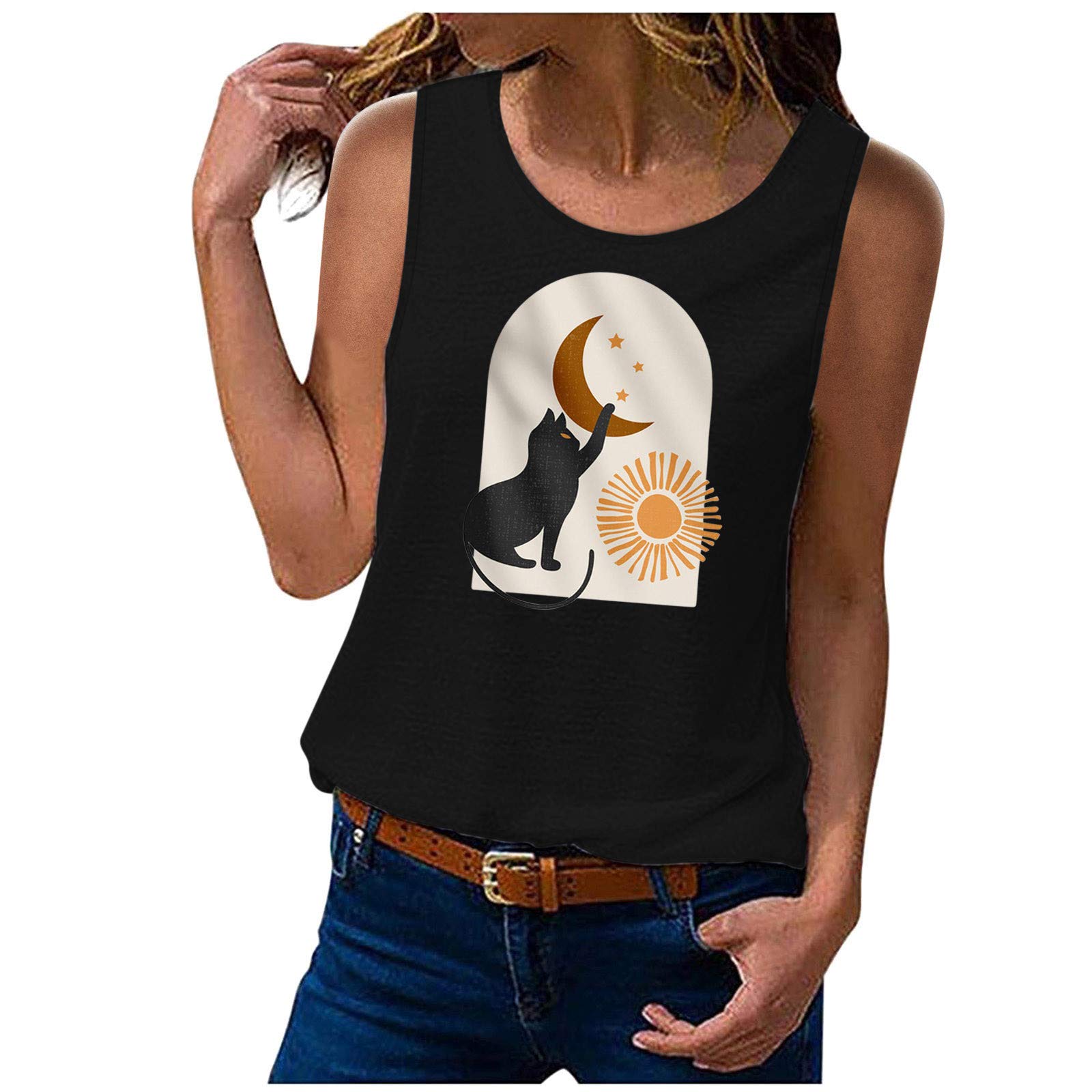 Smooto Women's Funny Razorback Tank Top & Lace Skirt Set - Black Puff Sleeve Blouse with Open Back for Gym, Party & Casual Wear (Size 8, Medium)
