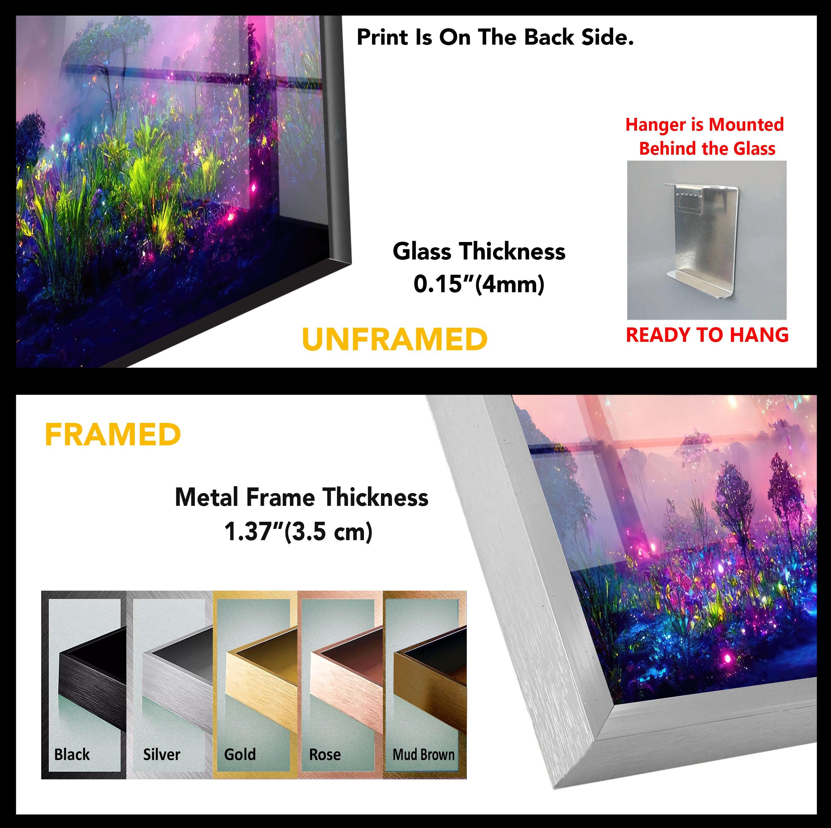 Glowing Bioluminescent Plants Wall Art - Unique LED Glass Decor for Home & Office - Perfect for Bedroom, Living Room, and Indoor Garden Decor