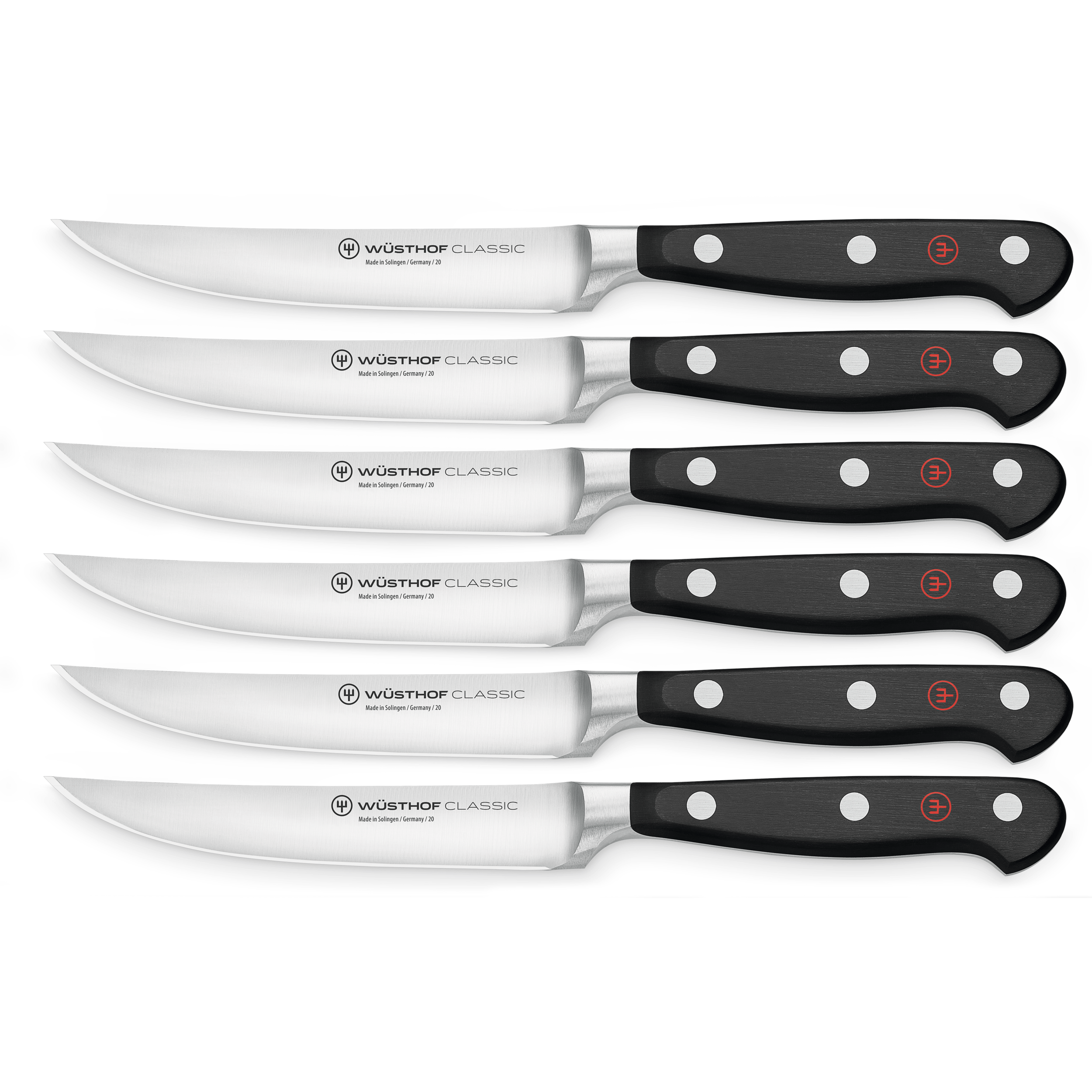 Premium Wusthof Classic 6-Piece Steak Knife Set - High-Quality German Stainless Steel Steak Knives for Perfect Meat Cutting | Ideal for Steak Dinners, BBQ Parties & Fine Dining