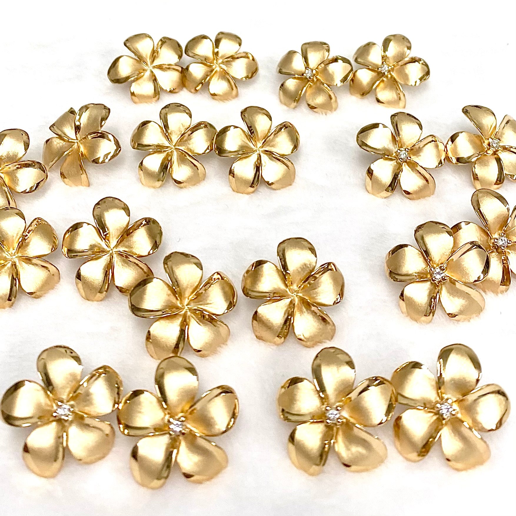 Large Plumeria Stud Earrings (E559) - Dainty Floral Jewelry for Women, Perfect for Summer Outfits & Beach Vacations