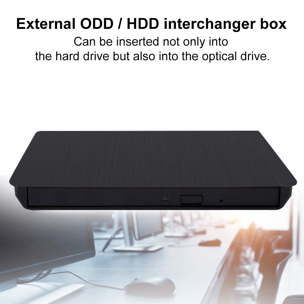 Yoidesu USB 3.0 External CD Drive Enclosure - Ultra Slim Portable ODD/HDD Switch Box Case for Laptop & Desktop, Compatible with Hard Drive & Optical Disc Writer | Perfect for Data Backup, Media Storage & Disc Burning