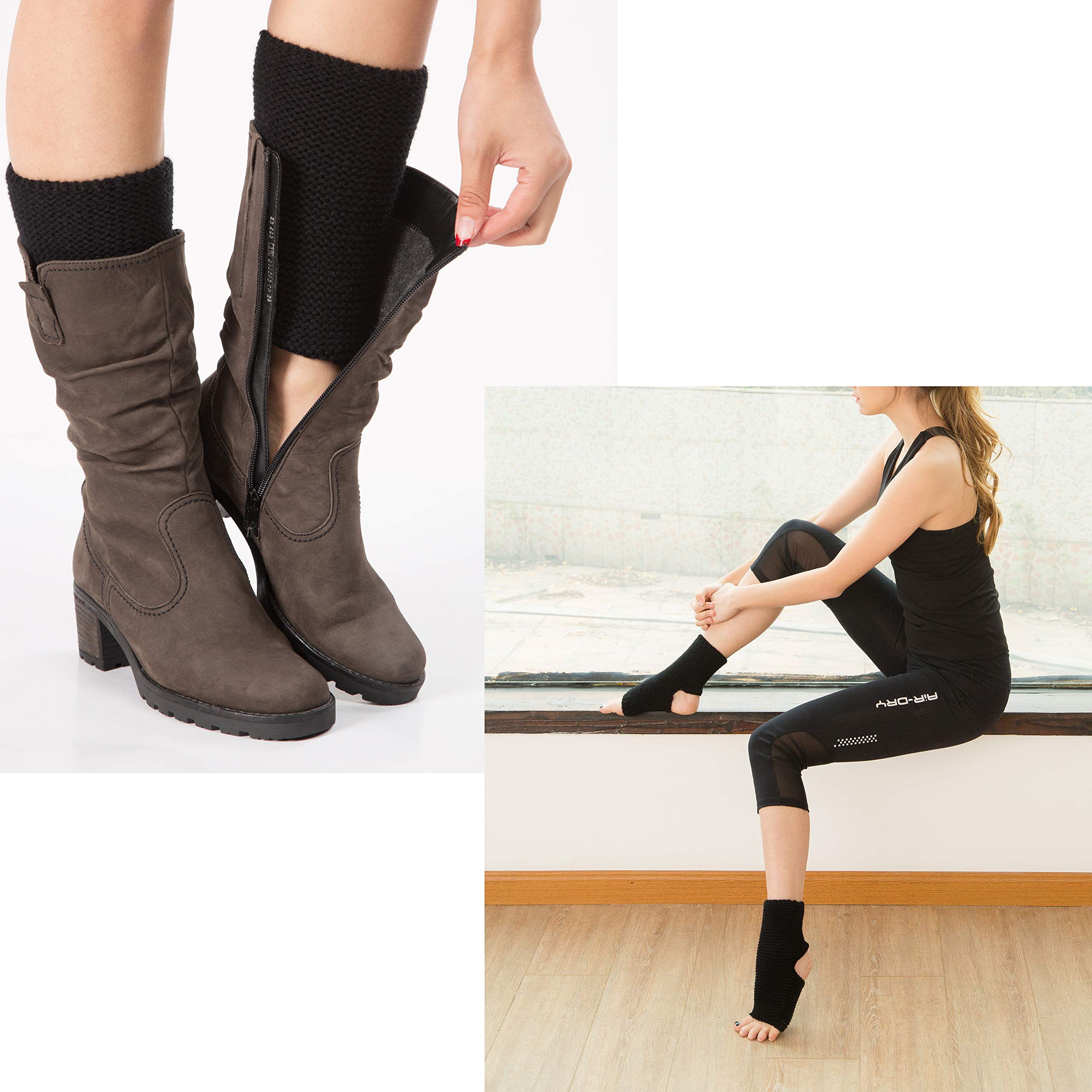 Women's Knit Stirrup Leg Warmers & Boot Cuffs - Soft Stretchy Dance Socks for Yoga, Ballet, Workouts & Winter Fashion - Perfect for Dance Class, Sports & Cold Weather Layering