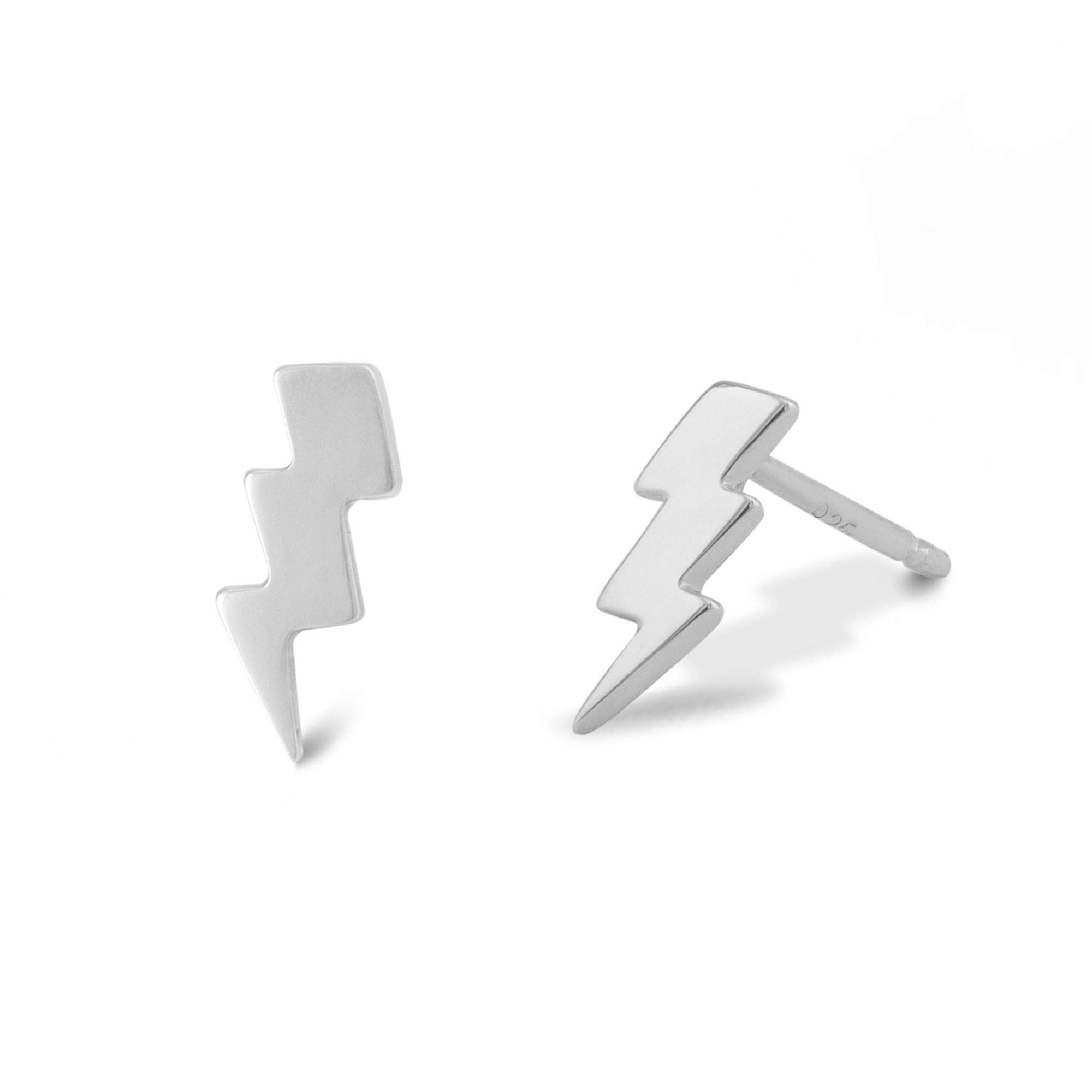 Boma Jewelry Sterling Silver Lightning Bolt Stud Earrings for Women - Hypoallergenic 925 Silver Earrings - Trendy Punk Rock Jewelry Gift for Her - Perfect for Concerts, Parties & Everyday Wear