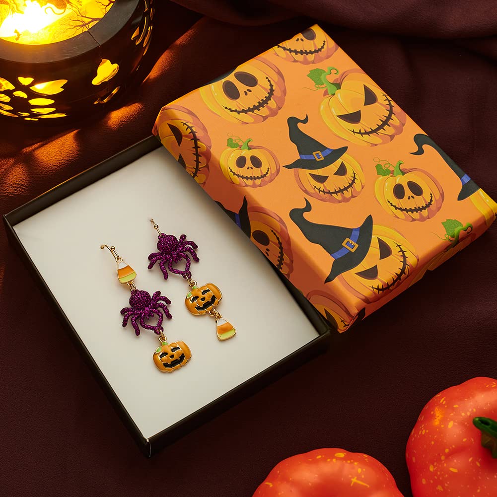 Halloween Earrings for Women - Pumpkin, Ghost, Witch, Bat & Skull Dangle Earrings in Purple, Orange & Black | Perfect for Halloween Parties, Costume Accessories & Spooky Outfits