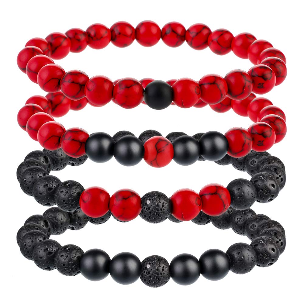 MJartoria Adjustable Beaded BFF Bracelets for 2 - Handmade Natural Stone Matching Friendship Bracelets for Women, Couples | Best Friend Gifts, Anniversary Present, Sister Jewelry for Special Occasions