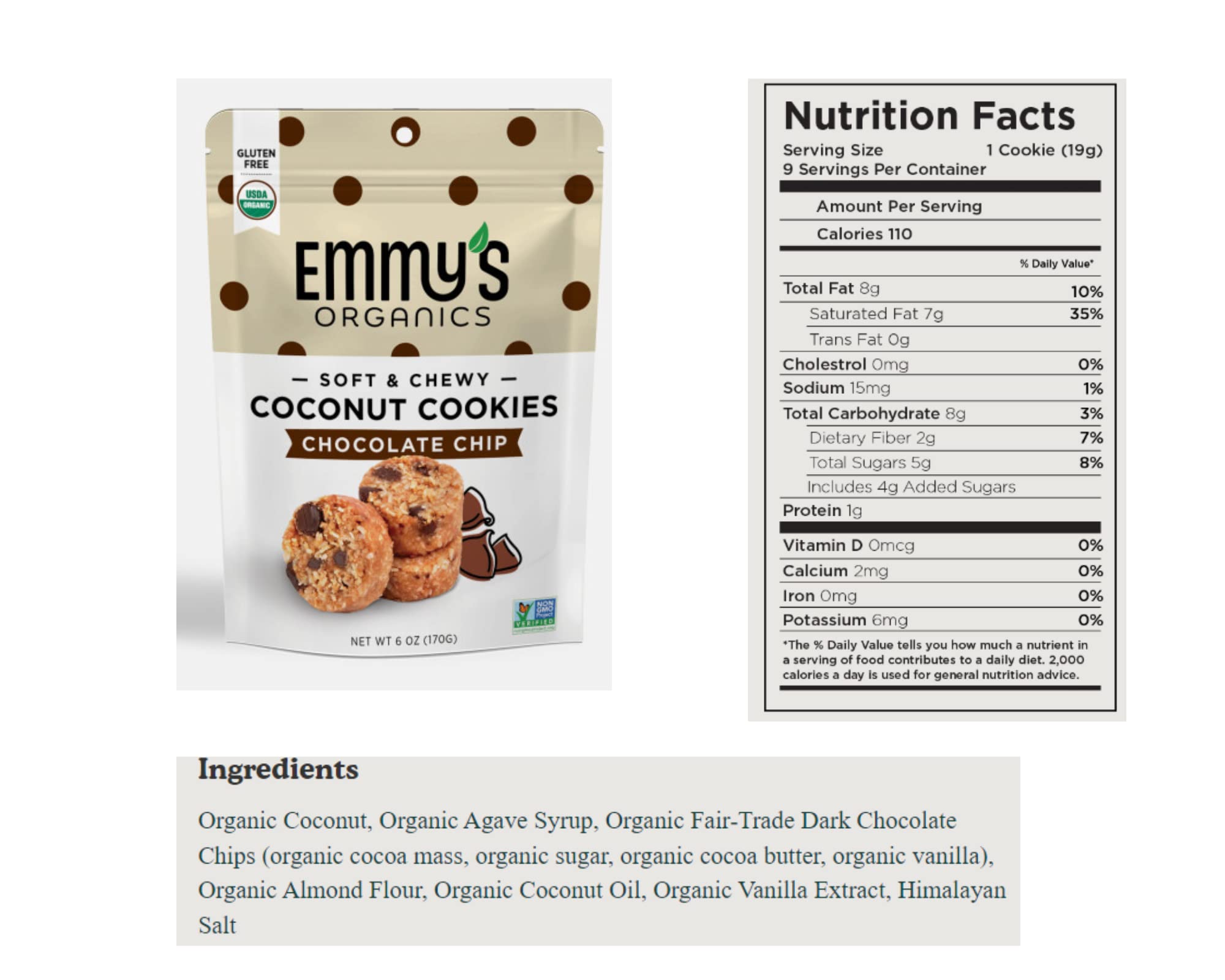 Emmy's Organics Coconut Cookies Variety Pack (3 Pack) - Gluten-Free, Vegan, Paleo, USDA Organic | Healthy Snacks for Kids, Office, Travel & Gifts