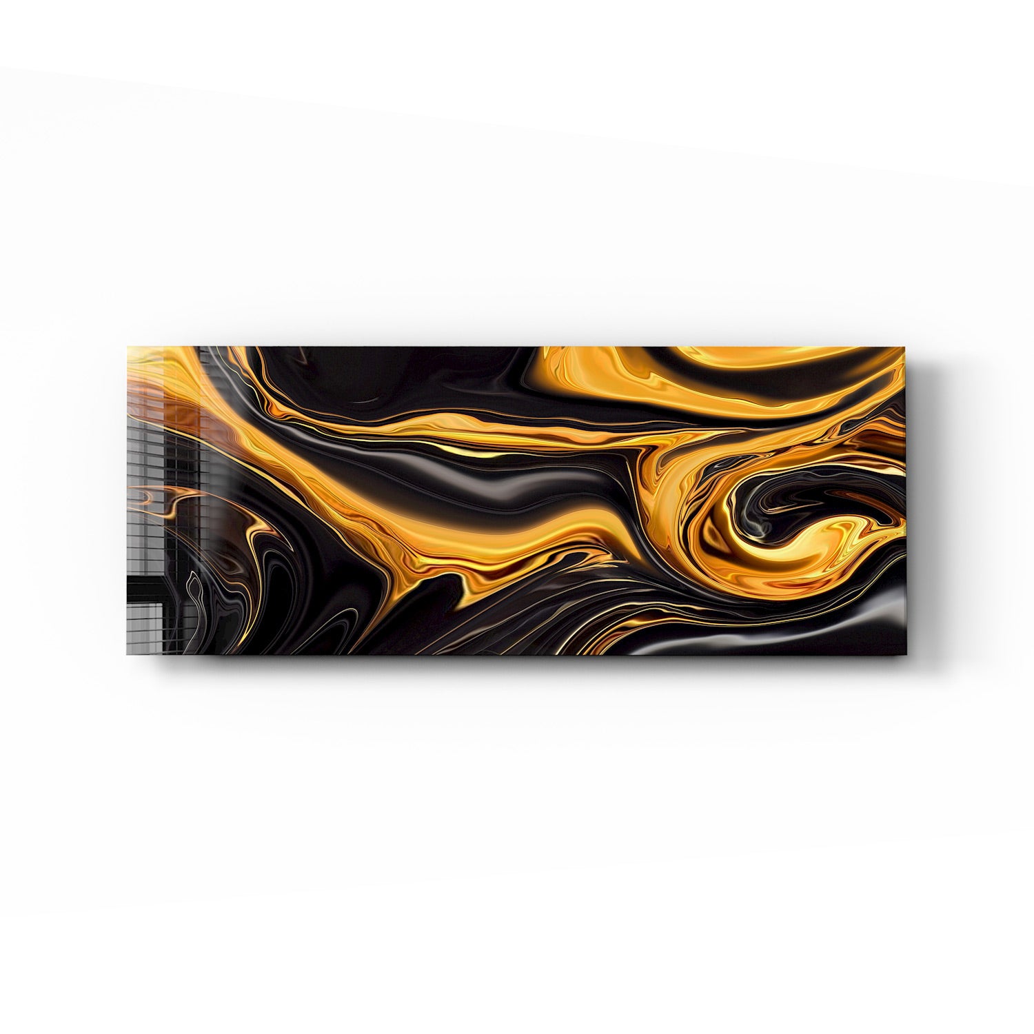 Abstract Gold & Black Panoramic Wall Art - Modern Home Decor for Living Room, Bedroom & Office - Large Canvas Print for Stylish Interior Design