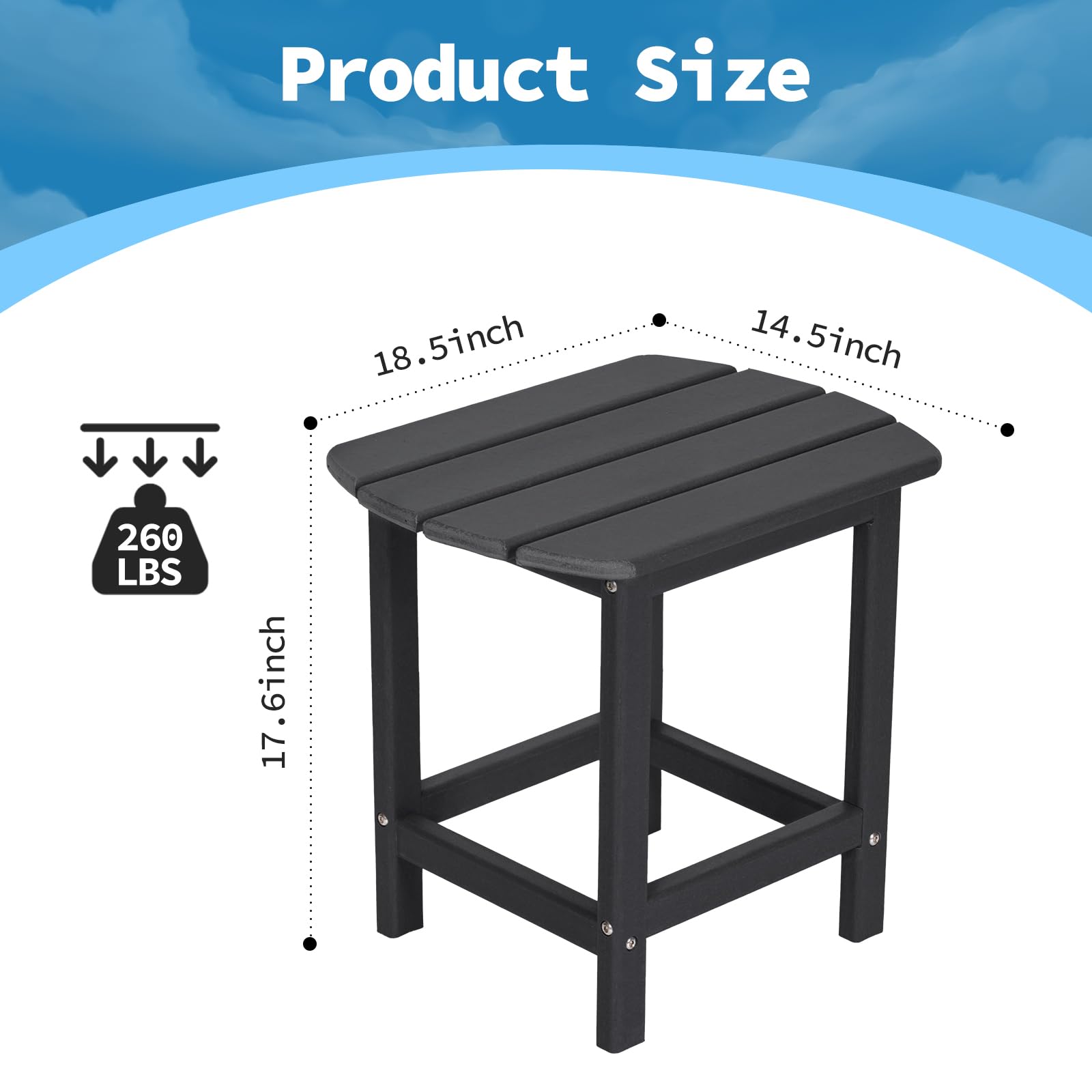 Nalone Outdoor Side Table - Weather-Resistant HDPE Small Patio End Table for Camping, Balcony & Garden | Durable Adirondack-Style Accent Table for Outdoor Living, Poolside & Patio Decor