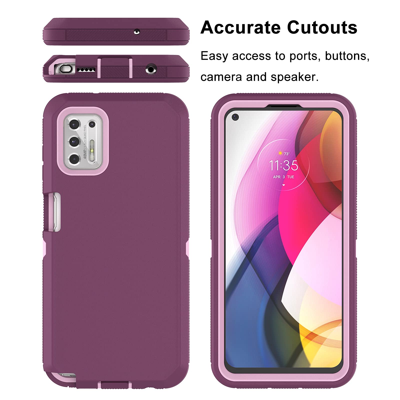 Rugged Shockproof Case for Moto G Stylus 2021 - Heavy Duty Armor Protective Cover with Dual Layer Hybrid Design (Pinkish Purple) | Perfect for Outdoor Activities, Construction Work & Extreme Protection