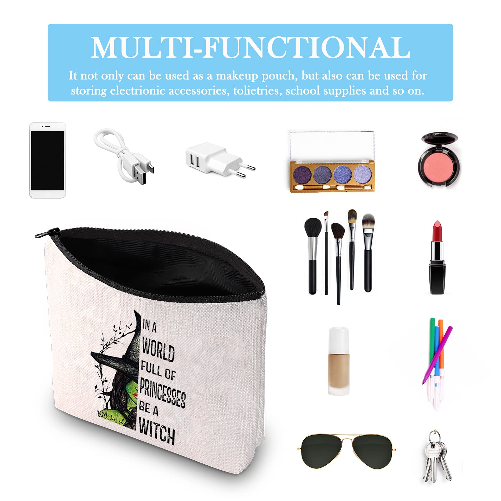 Be A Witch Makeup Bag - Novelty Cosmetic Pouch with Unique Zipper Closure - Perfect Gift for Halloween, Cosplay & Princess Lovers - Travel & Daily Use Organizer