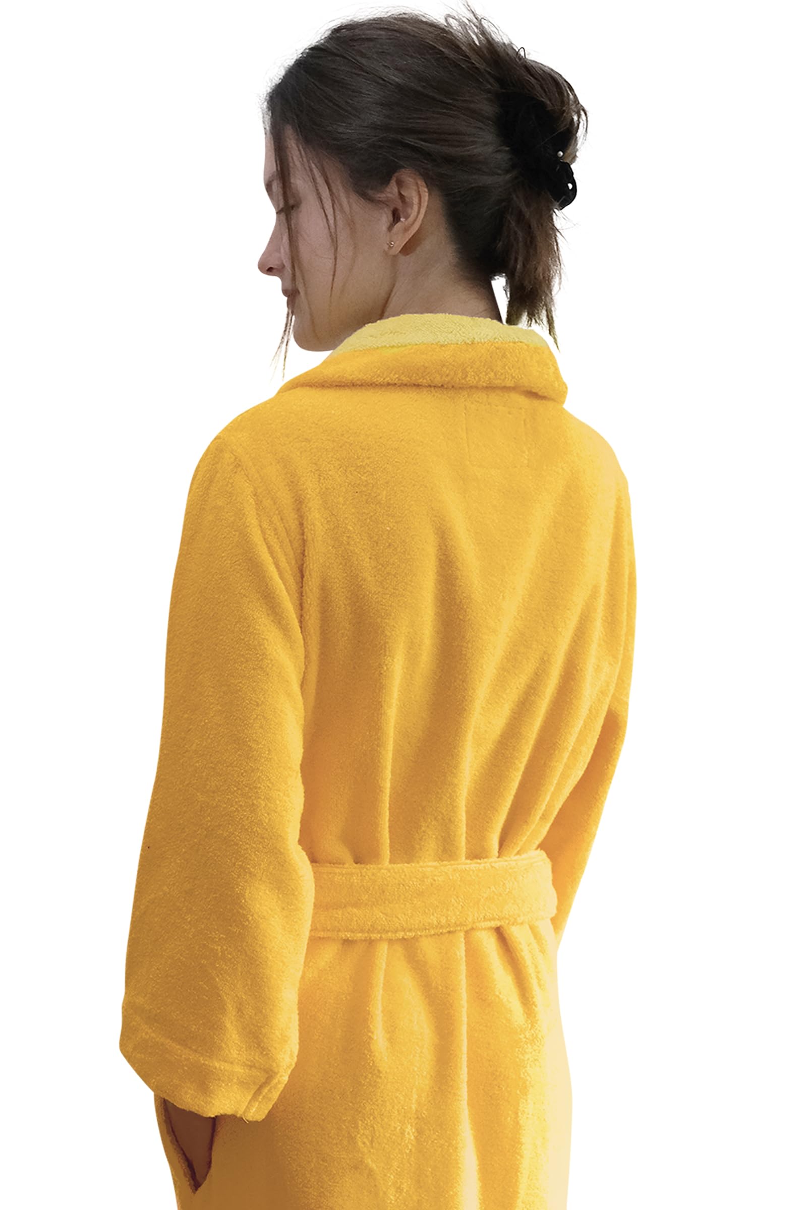 Faccia dei Colori Medium Bathrobe Slippers - Soft Plush Daffodil Gold Haze Slippers for Women & Men | Cozy House Shoes for Spa, Bathroom, and Relaxation at Home