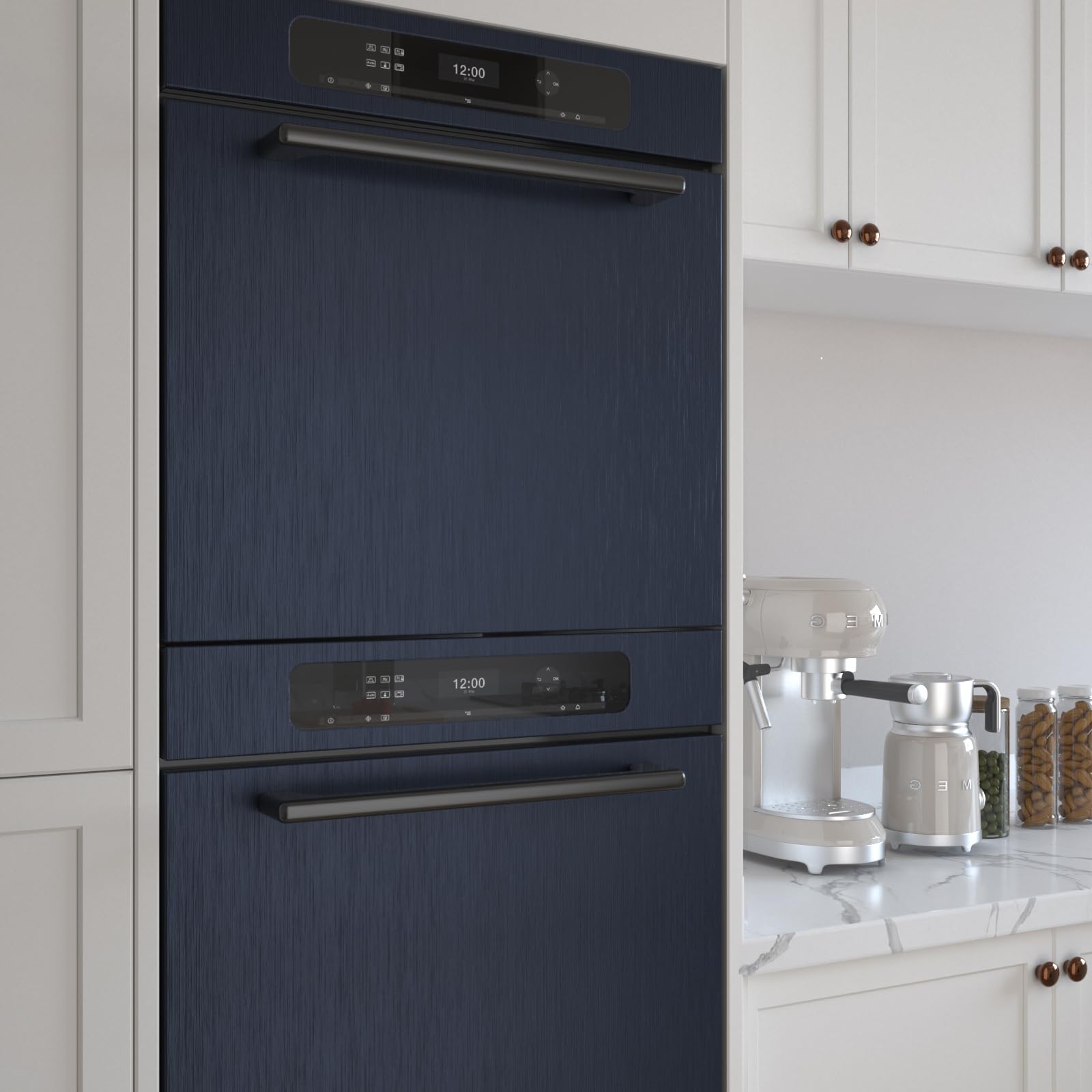 VEELIKE Brushed Blue Stainless Steel Contact Paper - 15.7''x118'' Heavy Duty Peel & Stick Removable Wallpaper for Appliances, Fridge, Dishwasher & Kitchen Backsplash | Durable Metallic Finish for Home Decor & DIY Projects