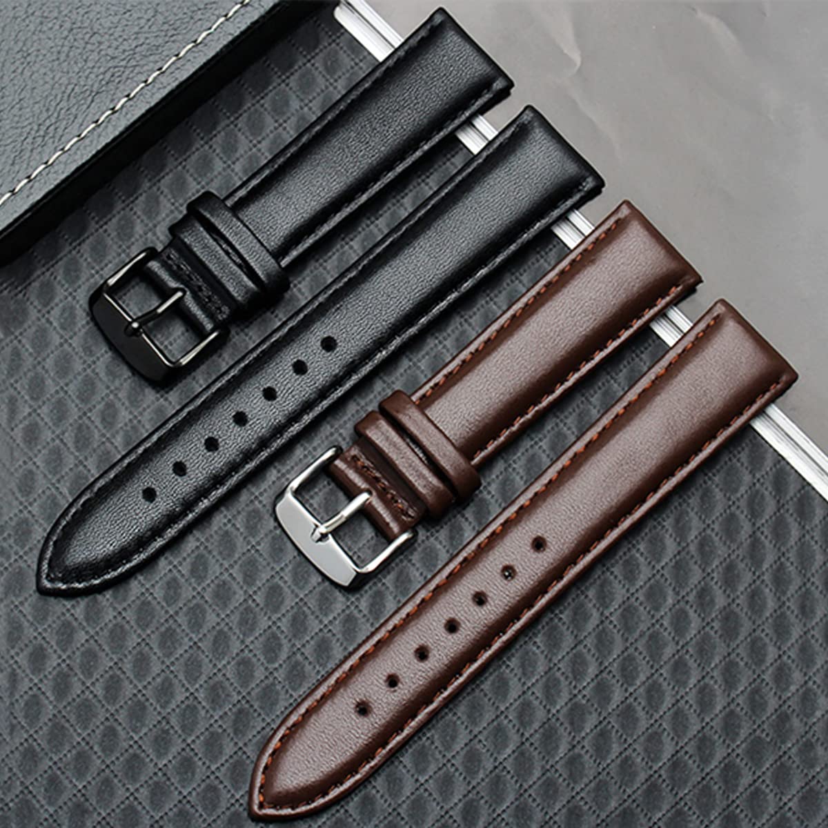 Premium Top Grain Leather Watch Band with Gold Buckle Pin & Stitching – Jaxon Strap Replacement for Men & Women (Brown/Black) – Fits Most Watches – Ideal for Daily Wear, Business & Casual Occasions