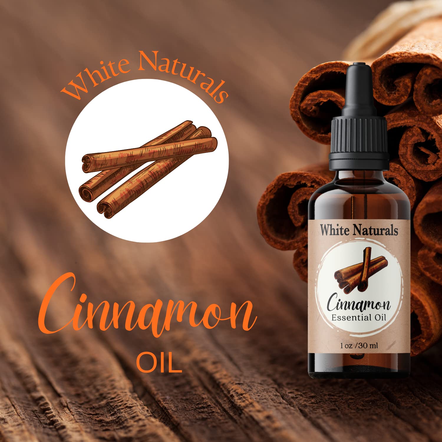 100% Pure Organic Cinnamon Essential Oil for Aromatherapy - Steam Distilled Therapeutic Grade Oil for Diffusers, Humidifiers, DIY Soap & Candle Making - Promotes Relaxation, Hair & Skin Care - Perfect for Spa, Massage, Home Fragrance & Stress Relief
