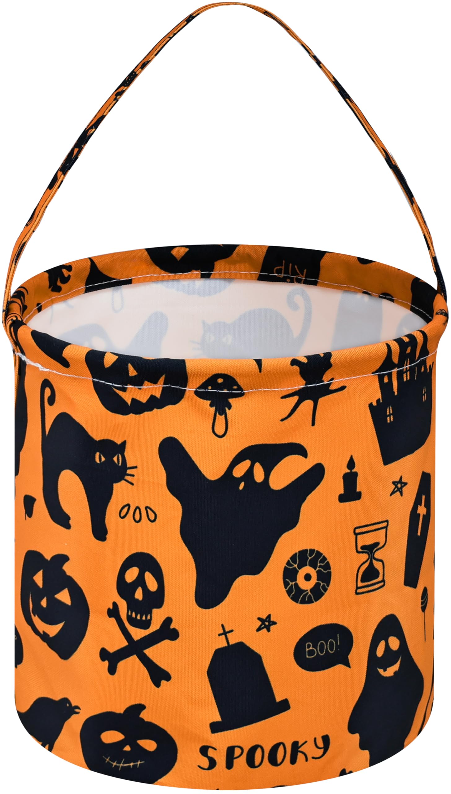 Halloween Pumpkin Ghost Handheld Basket - Reusable Trick or Treat Candy Tote Bucket for Kids | Perfect for Halloween Parties, Trick-or-Treating & Costume Accessories