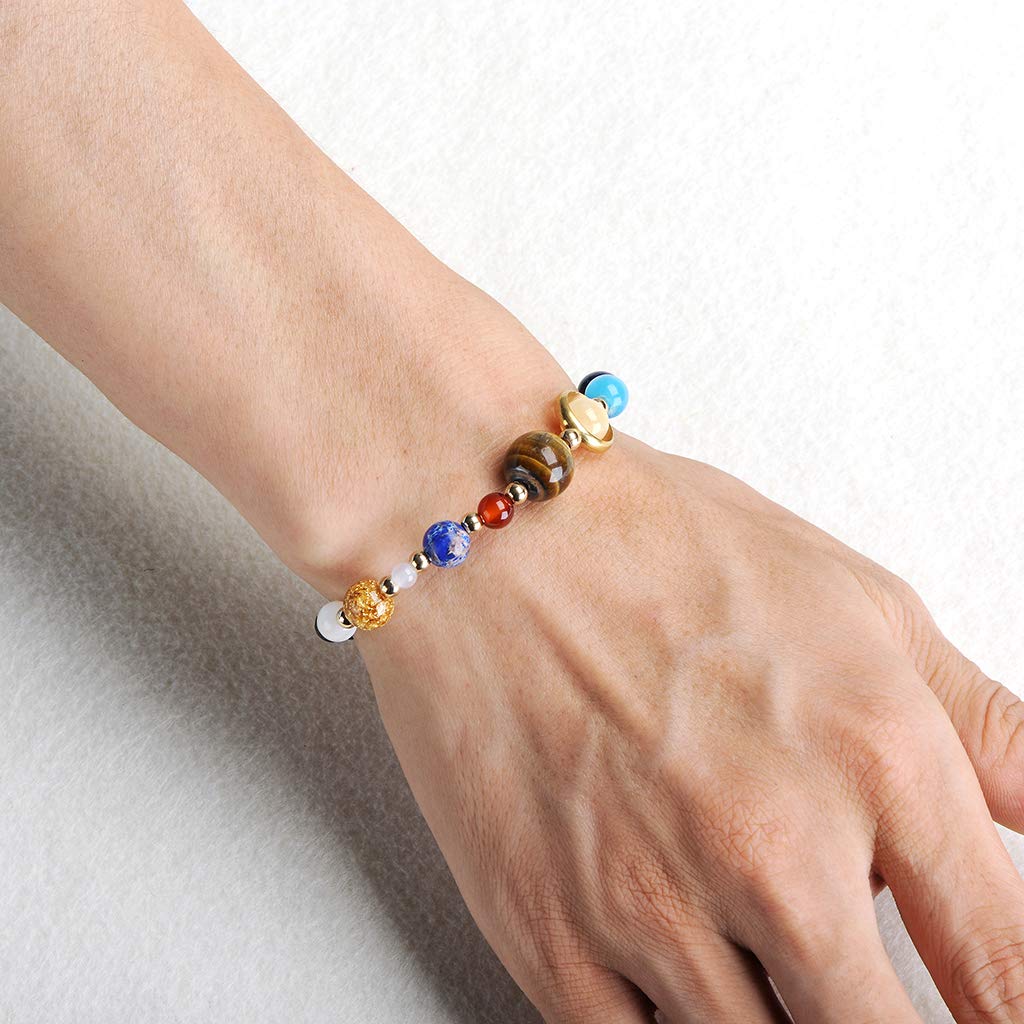 2-Pack Galaxy Solar System Bracelet - Adjustable Nine Planets Star Natural Stone Beads Bracelet for Women & Men - Perfect for Astronomy Lovers, Space-Themed Gifts & Boho Fashion Accessories