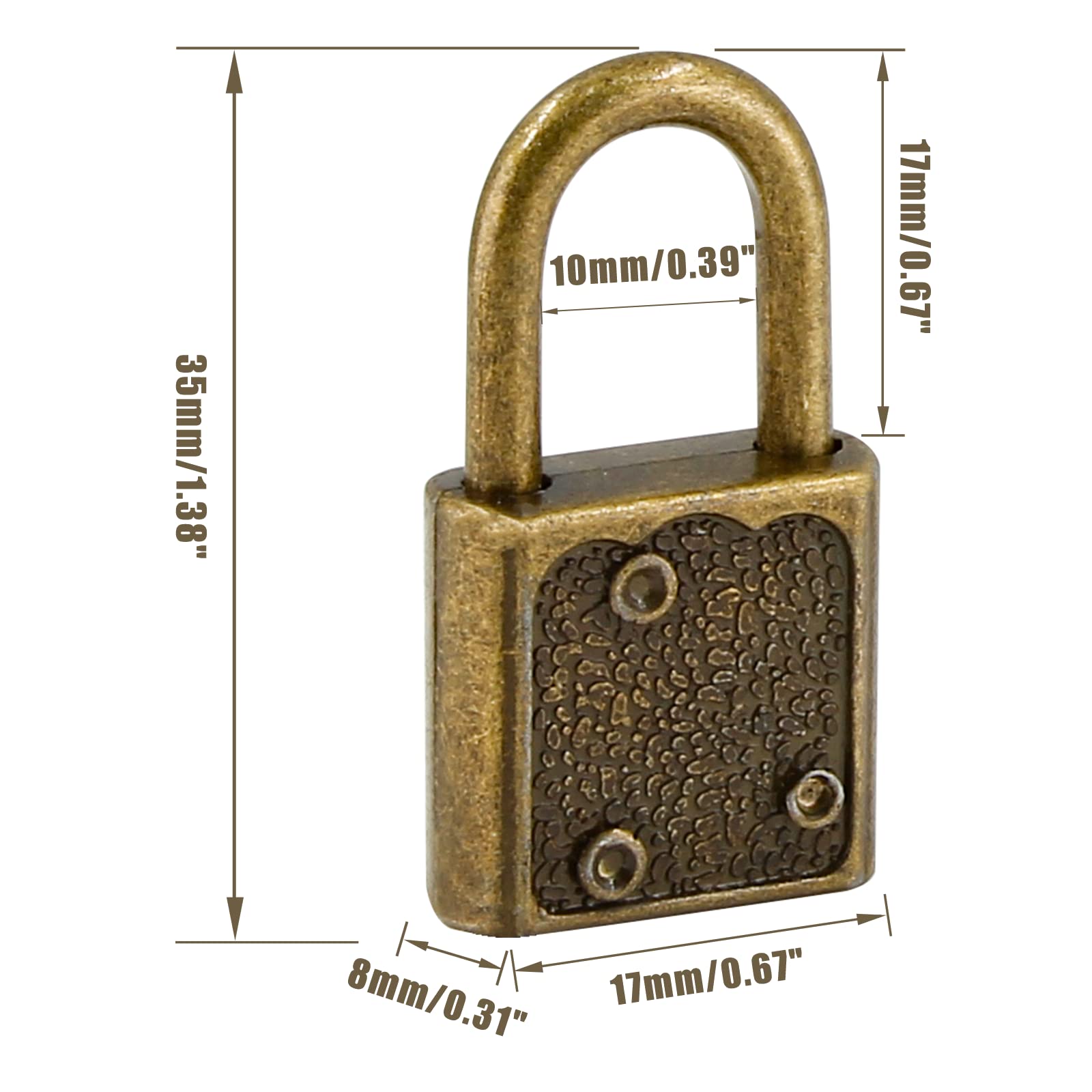 Mini Luggage Lock with Key - Small Vintage Bronze Padlock for Suitcase, Backpack, Diary & School Supplies (15Pcs) - Perfect for Travel, School & Home Security