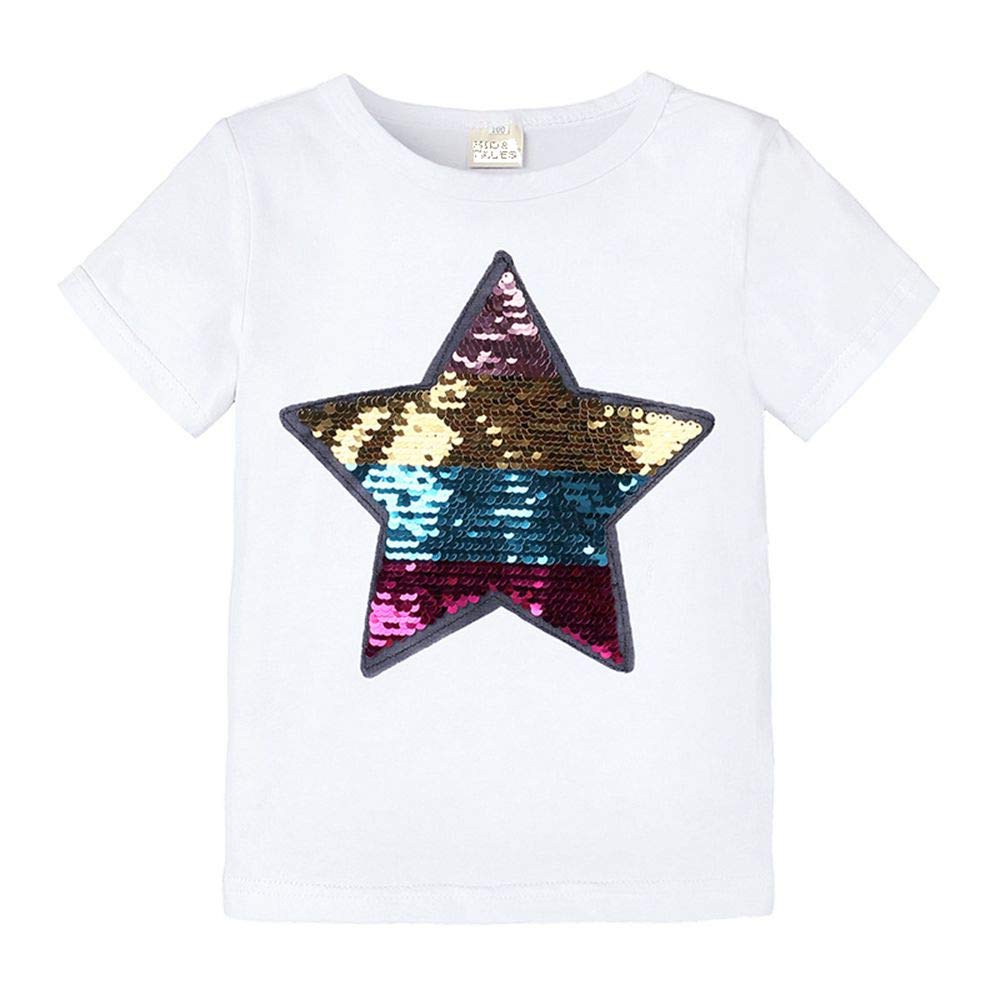 Kids' Magic Flip Sequins T-Shirt - Short Sleeve Crew Neck Top for Play & Parties