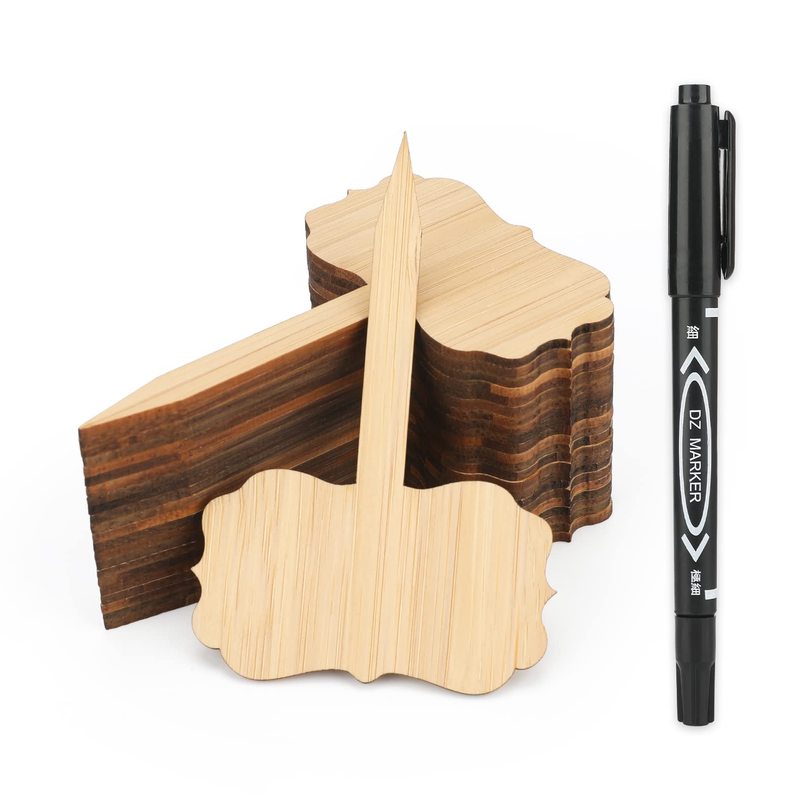 KINGLAKE GARDEN 60PCS Bamboo Plant Labels - Reusable Wooden Garden Markers for Seedlings, Vegetables, Herbs & Flowers | Perfect for Indoor/Outdoor Gardening, Greenhouse & Plant Identification