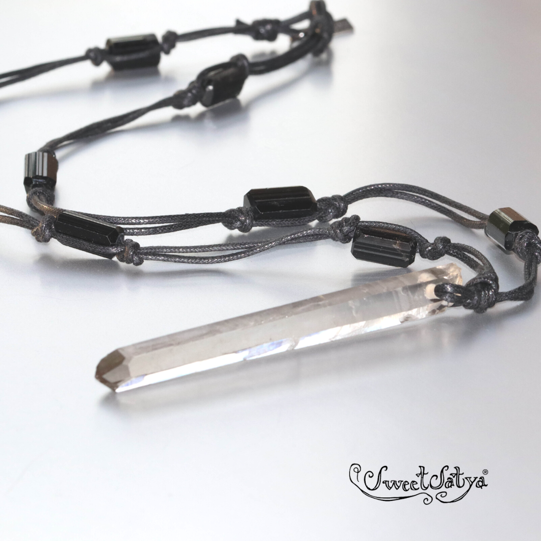 Natural Smoky Quartz Crystal Wand Necklace for Women - Healing Stone Jewelry for Energy Cleansing & Chakra Balancing | Perfect for Meditation, Reiki, and Spiritual Gifts