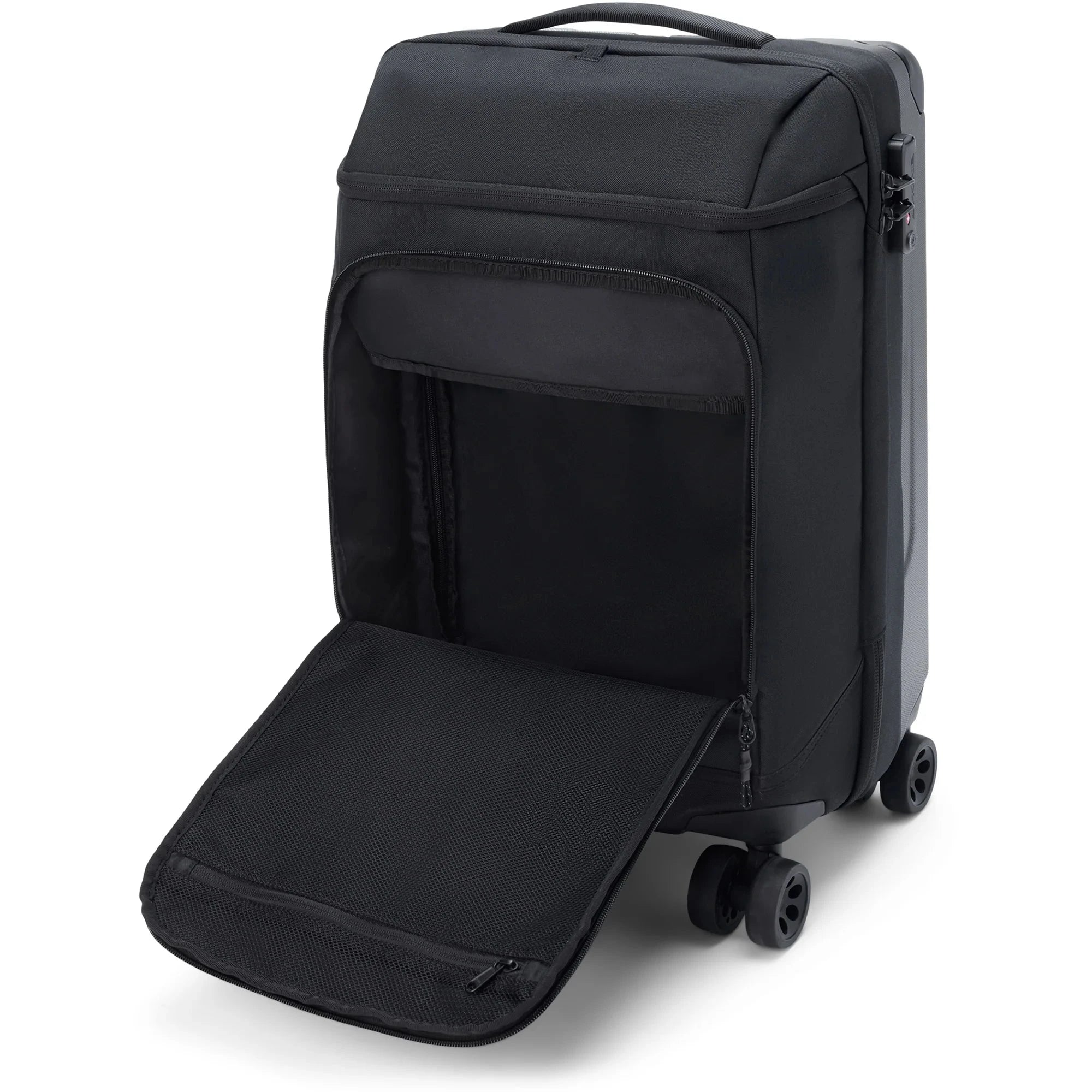 Dakine Split 4 Wheel Carry On Luggage 48L Black - Lightweight Spinner Suitcase for Air Travel, Business Trips & Weekend Getaways