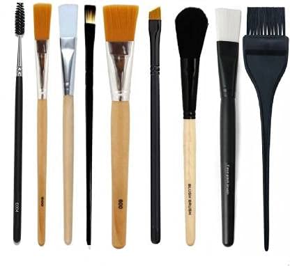 Elecsera 9-Piece Professional Makeup Brush Set - Face Pack, Mascara, Glitter, Bleach, Angular, Blusher & Dye Brushes | Perfect for Salon, Home & Travel Makeup Application
