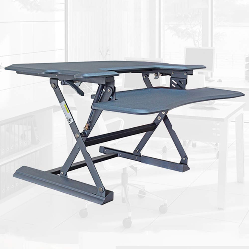 Adjustable Height Standing Desk - 13-Speed Hydraulic Lift Mechanism, Foldable Mobile Office Computer Desk for Home & Work (Black) | Perfect for Remote Work, Study & Small Spaces
