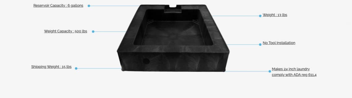 24 Inch Washing Machine Pan Stand - Durable Laundry Pedestal Base for Front Load Washers | Perfect for Laundry Rooms, Basements & Apartments
